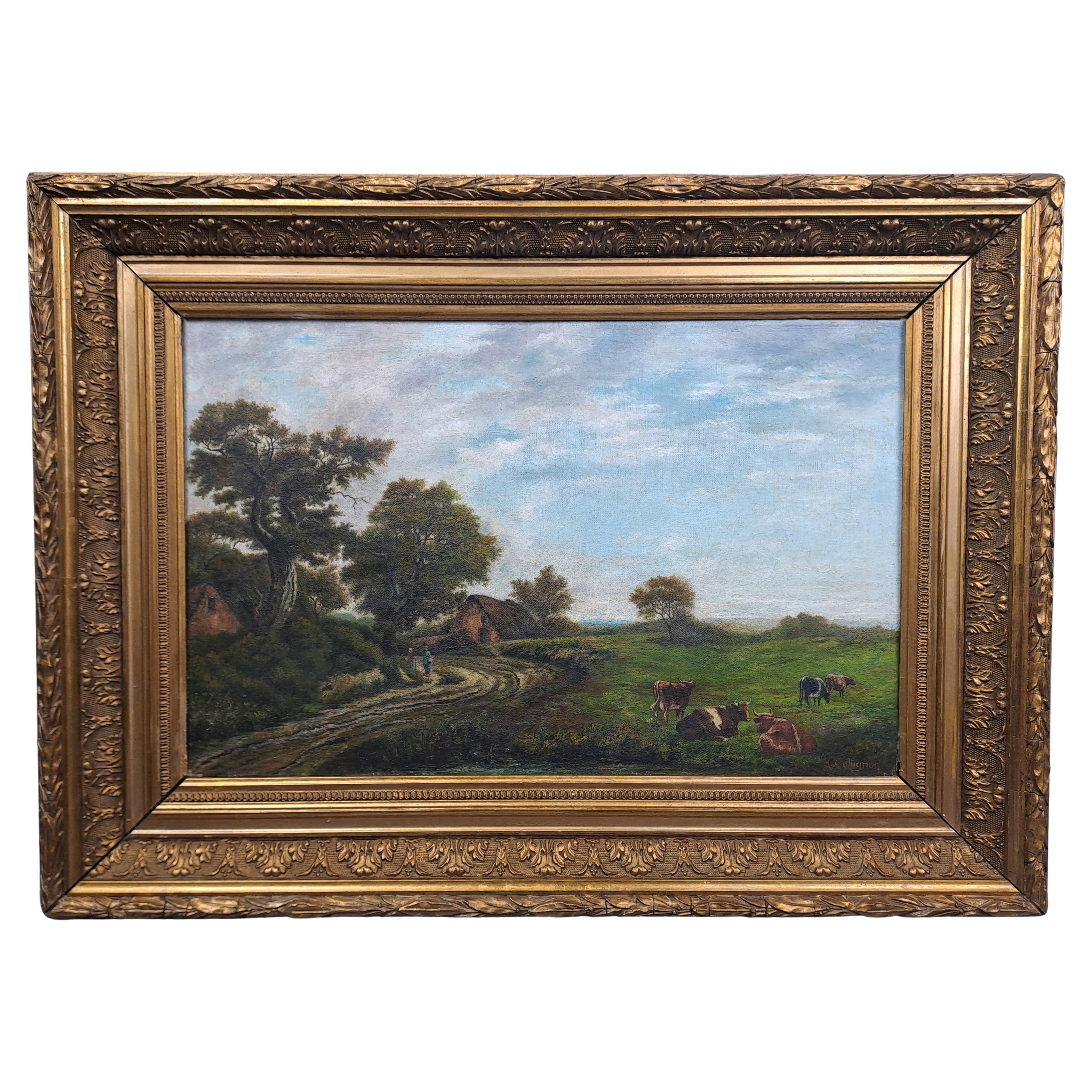 Paisaje Campestre Animado - Óleo Sobre Lienzo Firmado Collignon