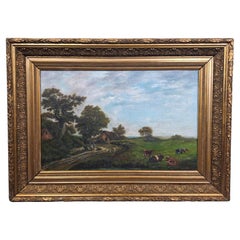 Animated Countryside Landscape - Oil On Canvas Signed Collignon