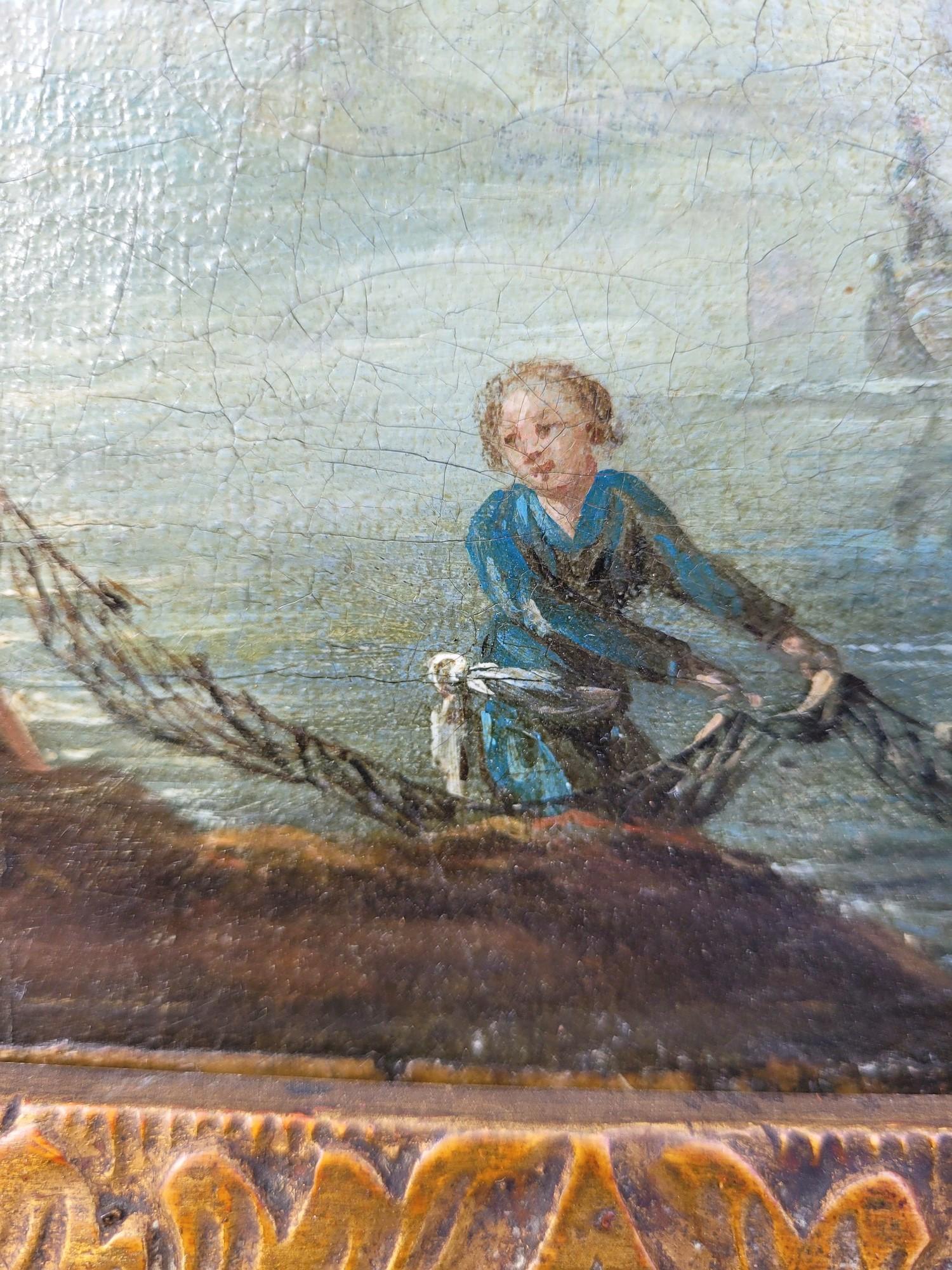 Animated Landscape Of Fishermen, Öl auf gerahmter Leinwand, 18. Jahrhundert (Französisch) im Angebot