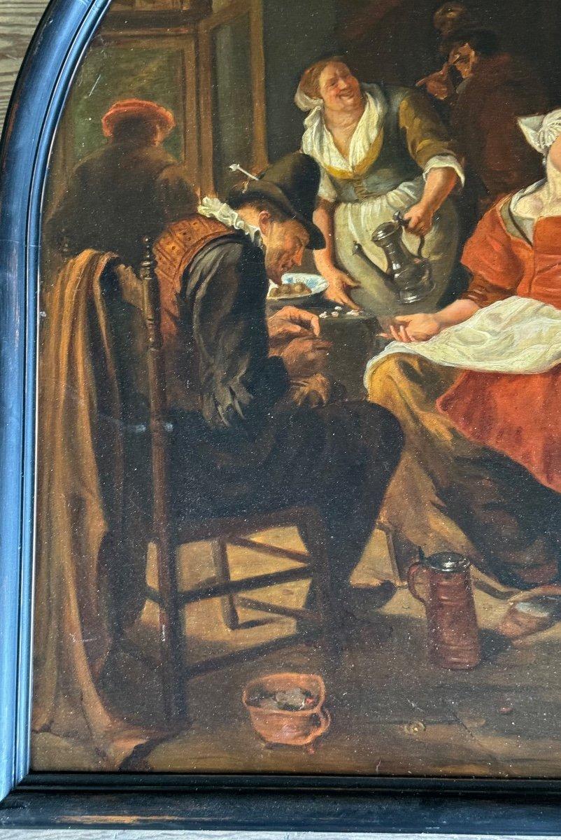 Toile Scène animée dans une taverne, huile sur toile, XIXe siècle en vente