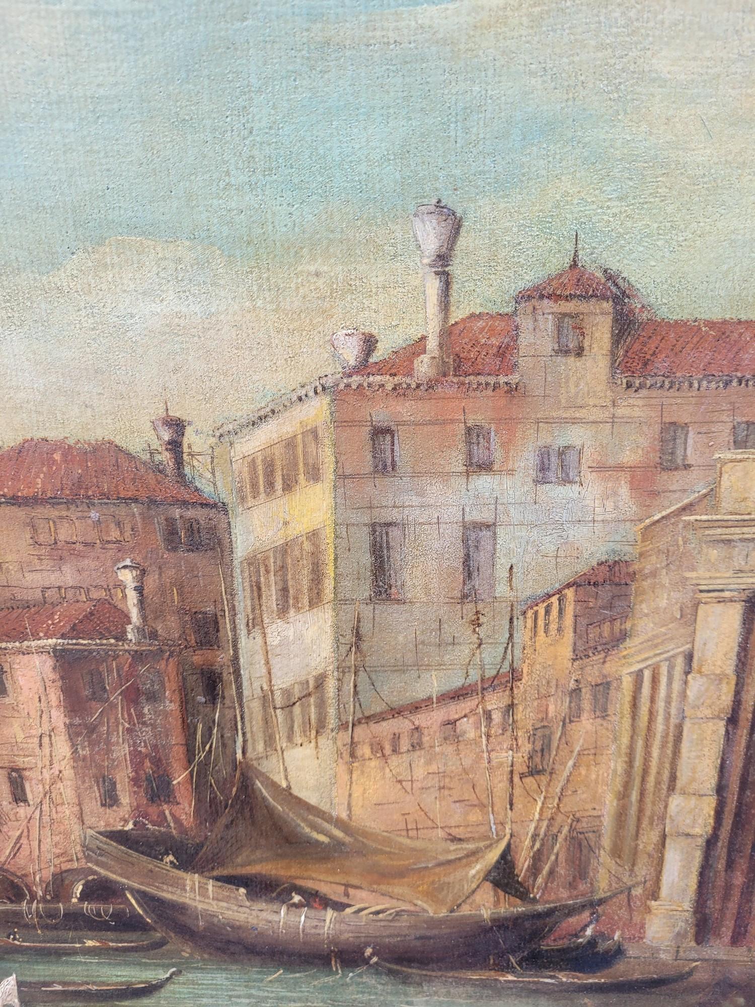 Animated View Of Venice, La Dogana, Oil On Framed Canvas, 19th Century 4