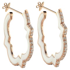 18 carat, Rose Gold, Diamonds and White Enamel, Anime Earrings, Leonori Jewels  