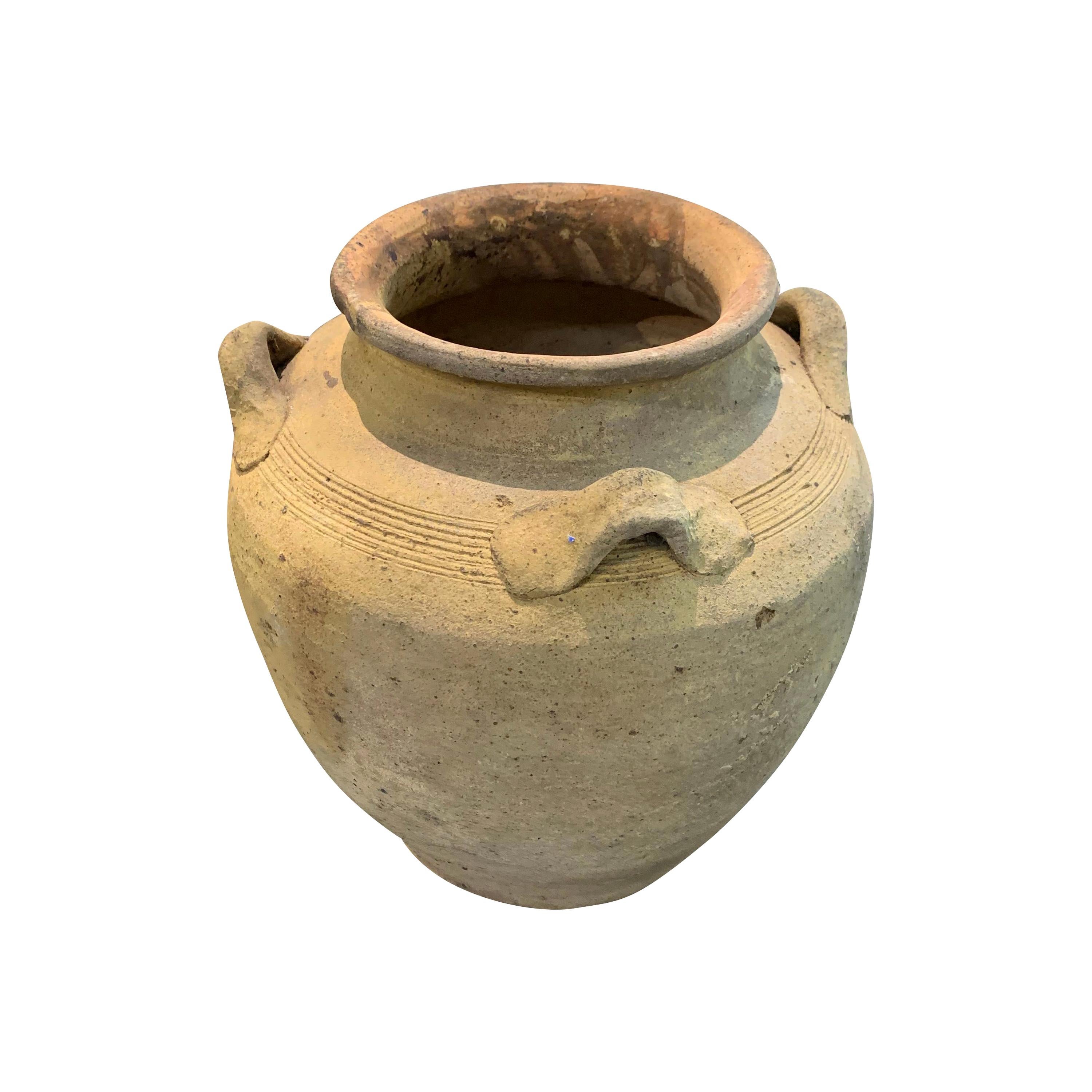 15th Century Weathered Four Handled Animist Vase, Vietnam