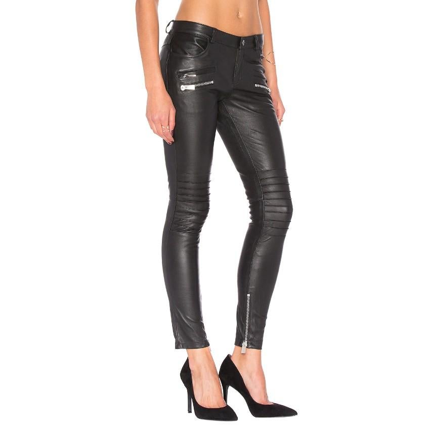 Anine Bing Black Colt Leather Biker Trousers - US4/6 For Sale at ...