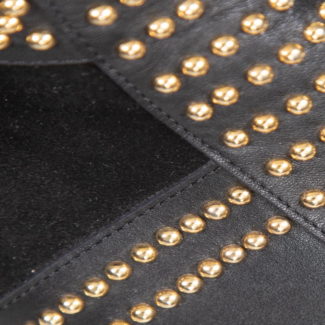 Anine Bing Black & Gold Studded Leather Boots Size IT 38 For Sale 1