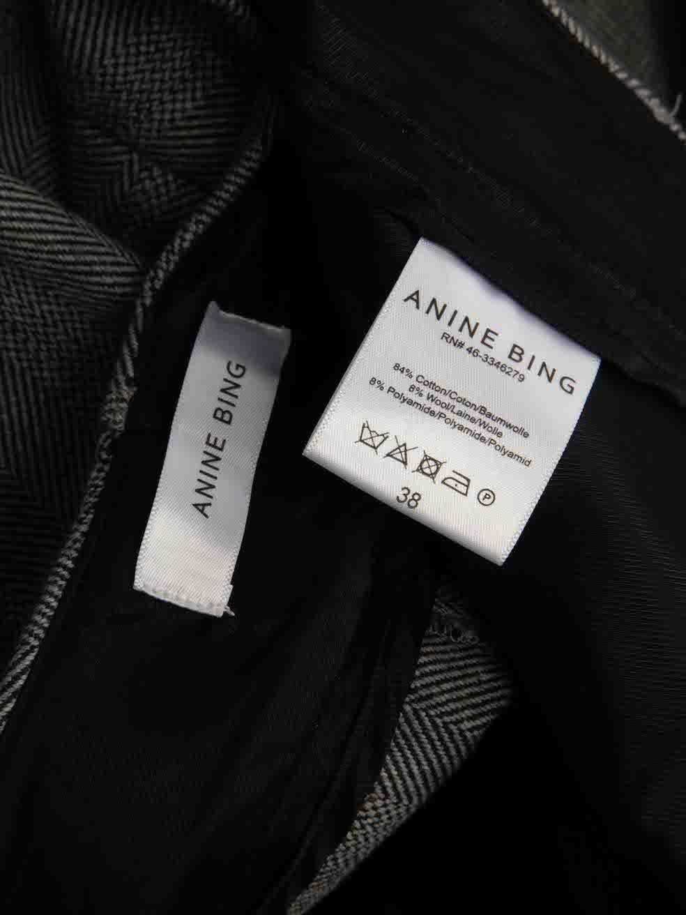 Women's Anine Bing Grey Herringbone Tailored Trousers Size M For Sale