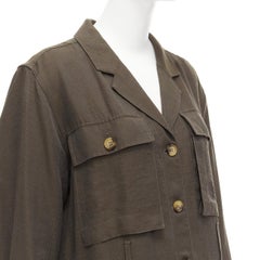 ANINE BING Kaiden Willow dark green pocketed safari shirt dress