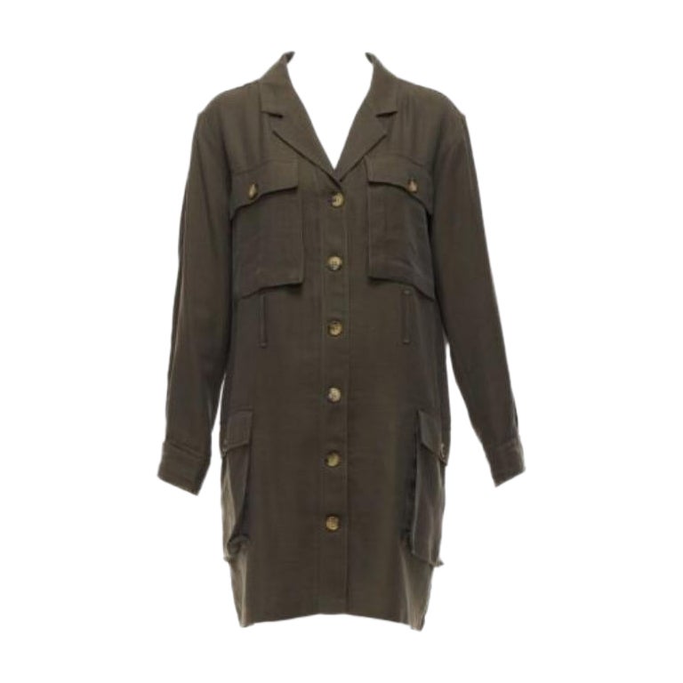 ANINE BING Kaiden Willow dark green pocketed safari shirt dress For Sale at 1stDibs ANINE BING Kaiden Willow dark green pocketed safari shirt dress For Sale at 1stDibs