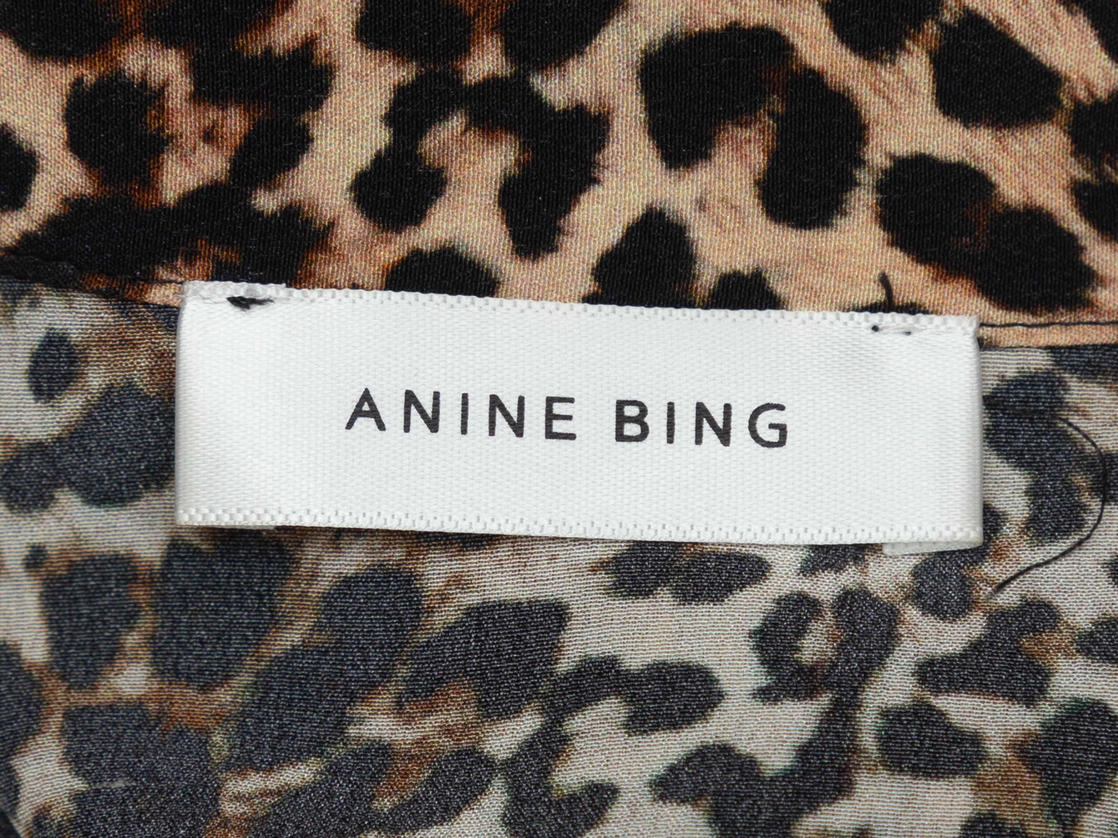 Anine Bing Tan & Black Silk Leopard Print Top In Good Condition In New York, NY