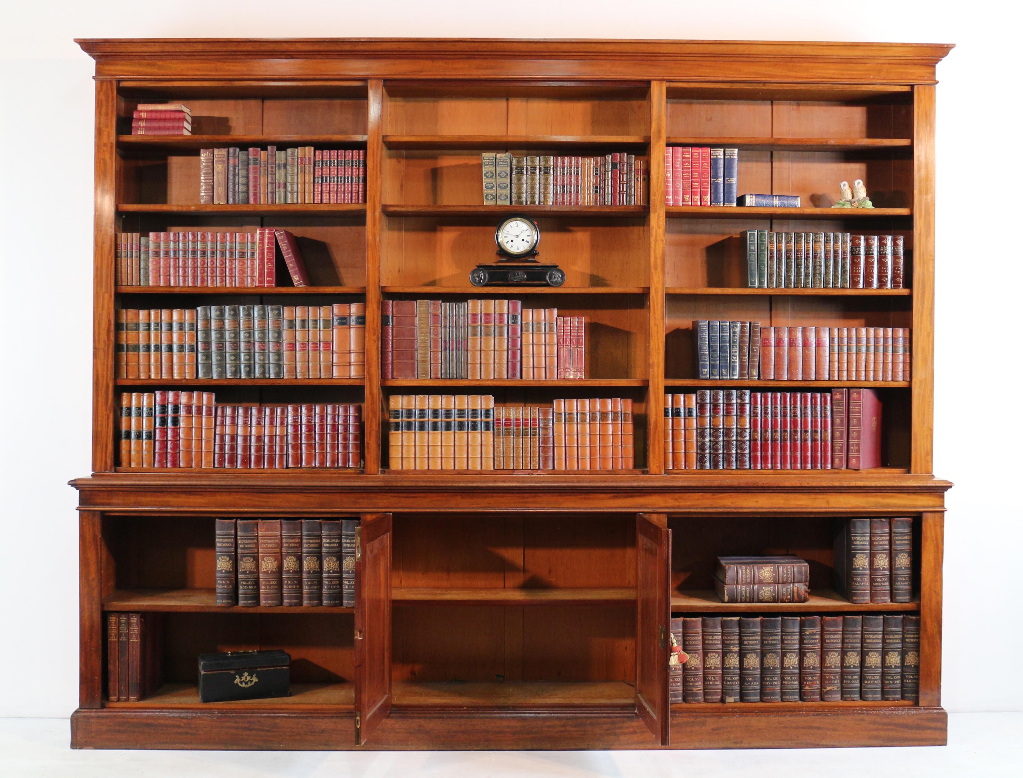 Anique 19th Century English William IV Mahogany Open Library Bookcase 7