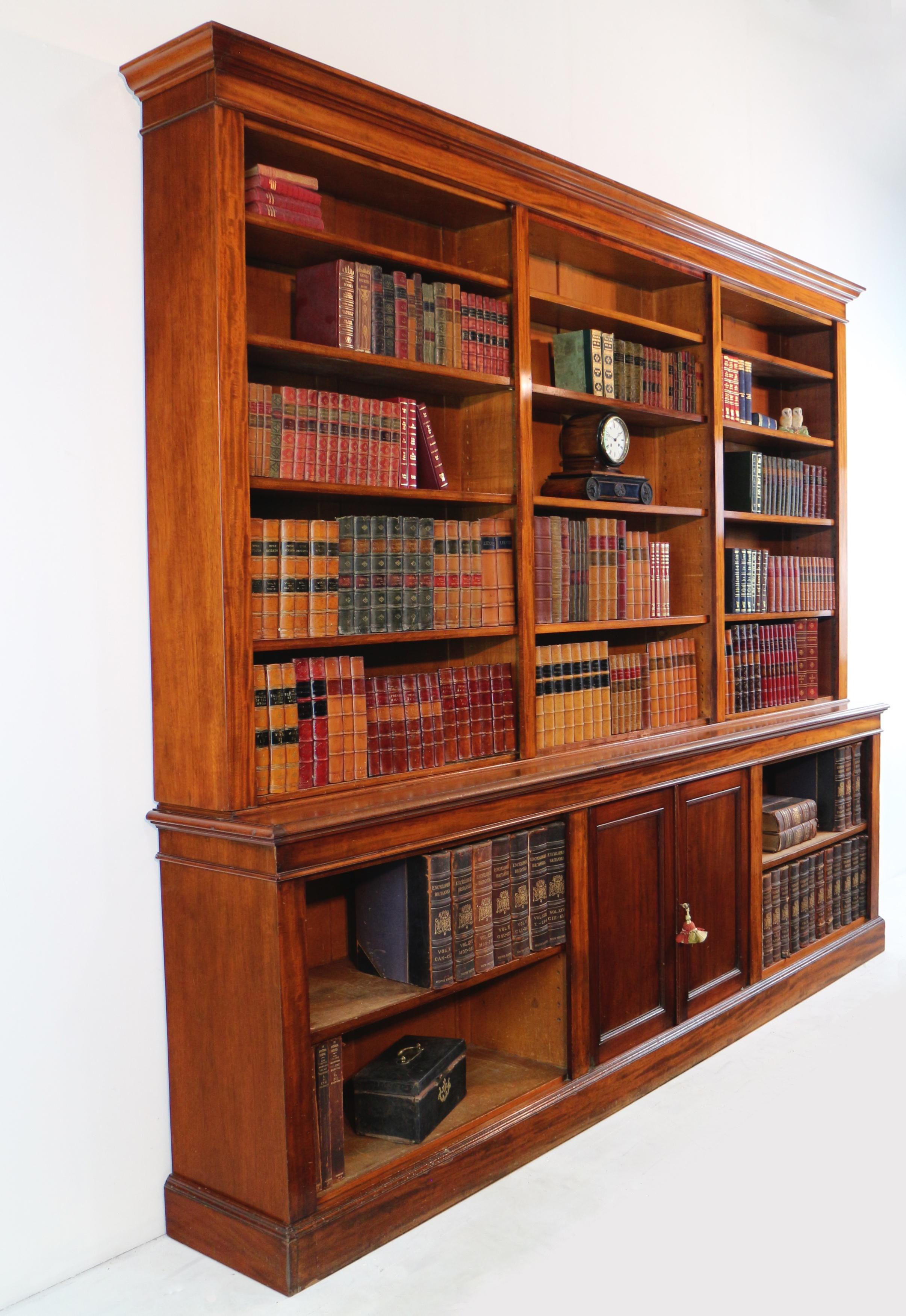 Anique 19th Century English William IV Mahogany Open Library Bookcase 9