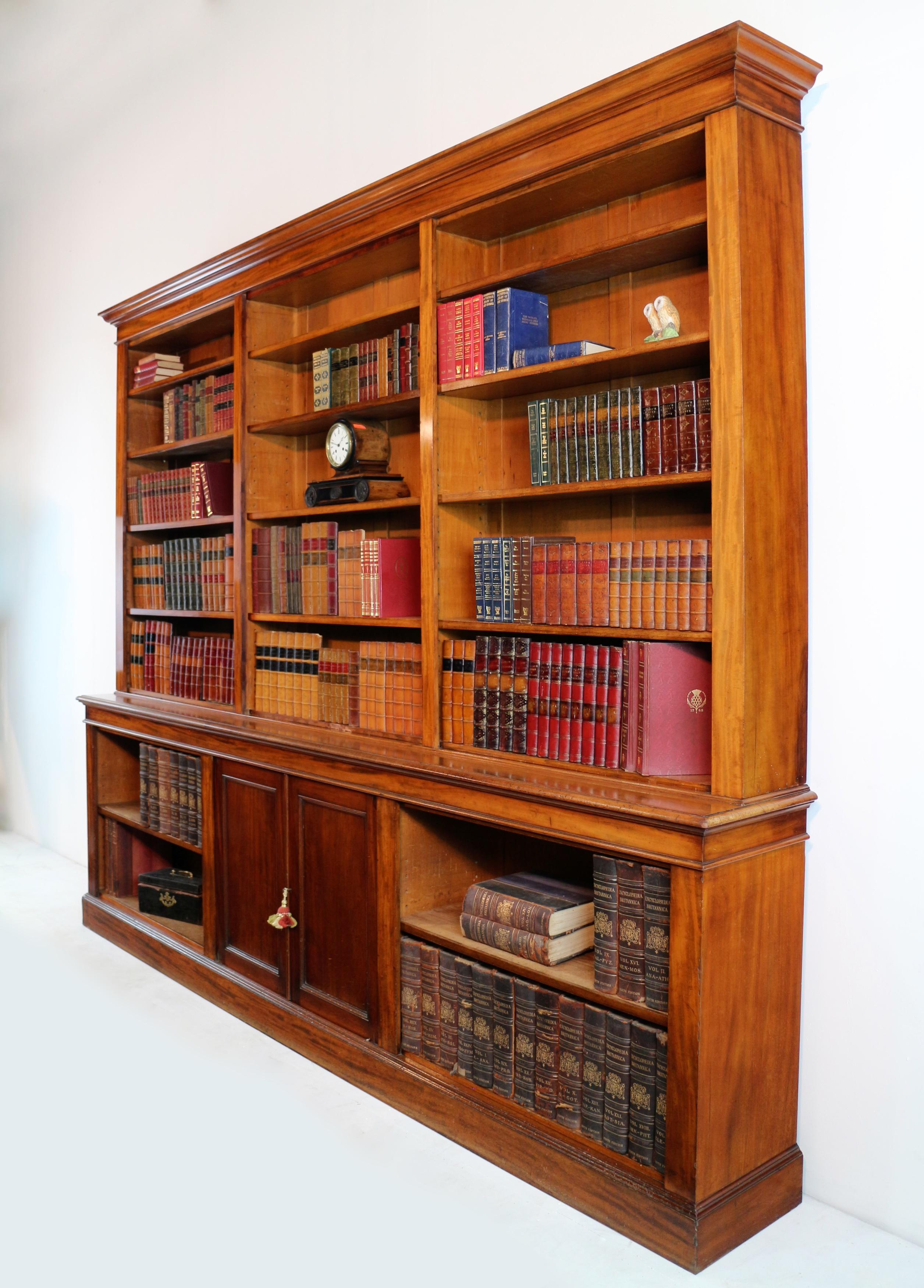 Anique 19th Century English William IV Mahogany Open Library Bookcase 12