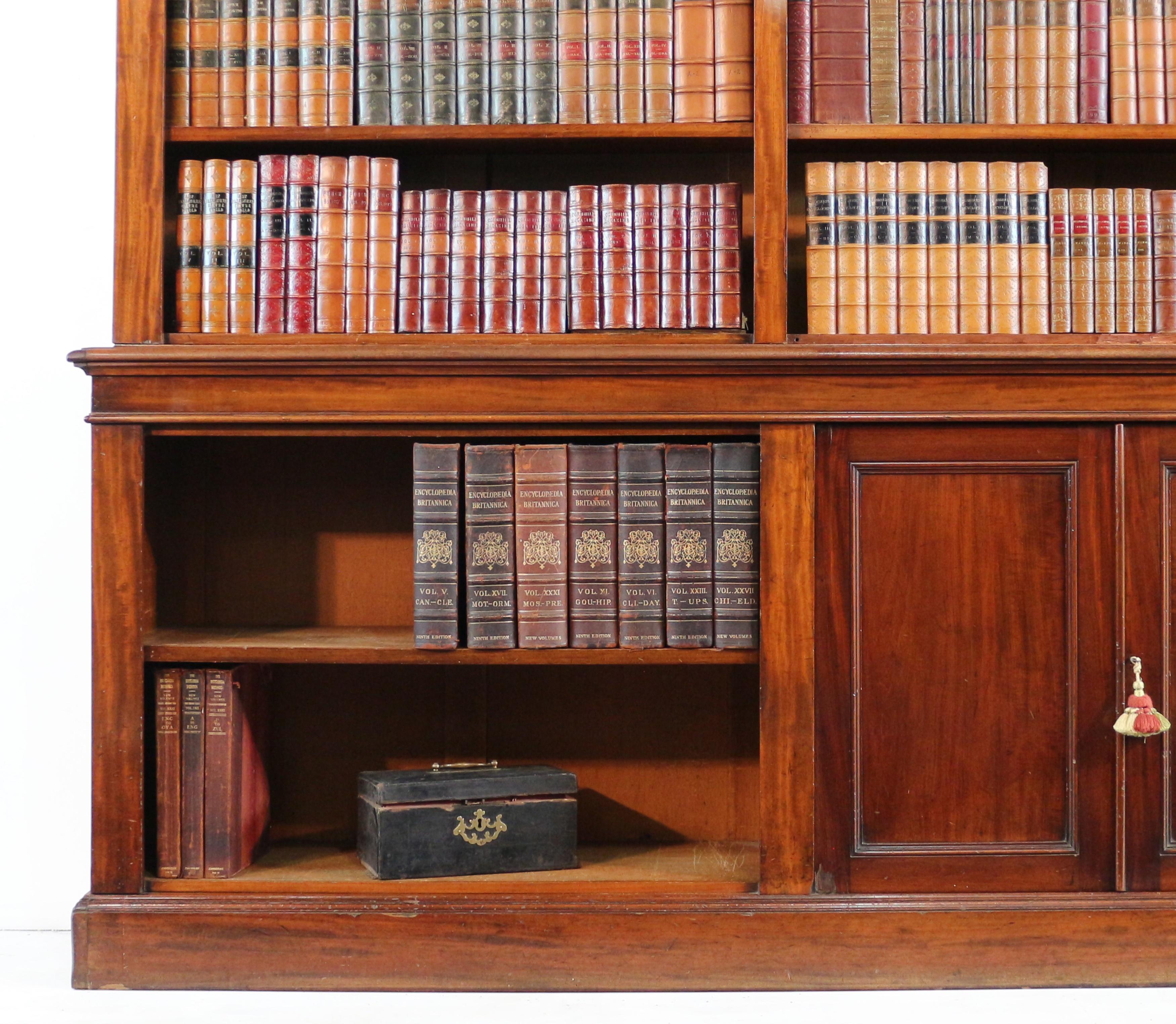 Metal Anique 19th Century English William IV Mahogany Open Library Bookcase