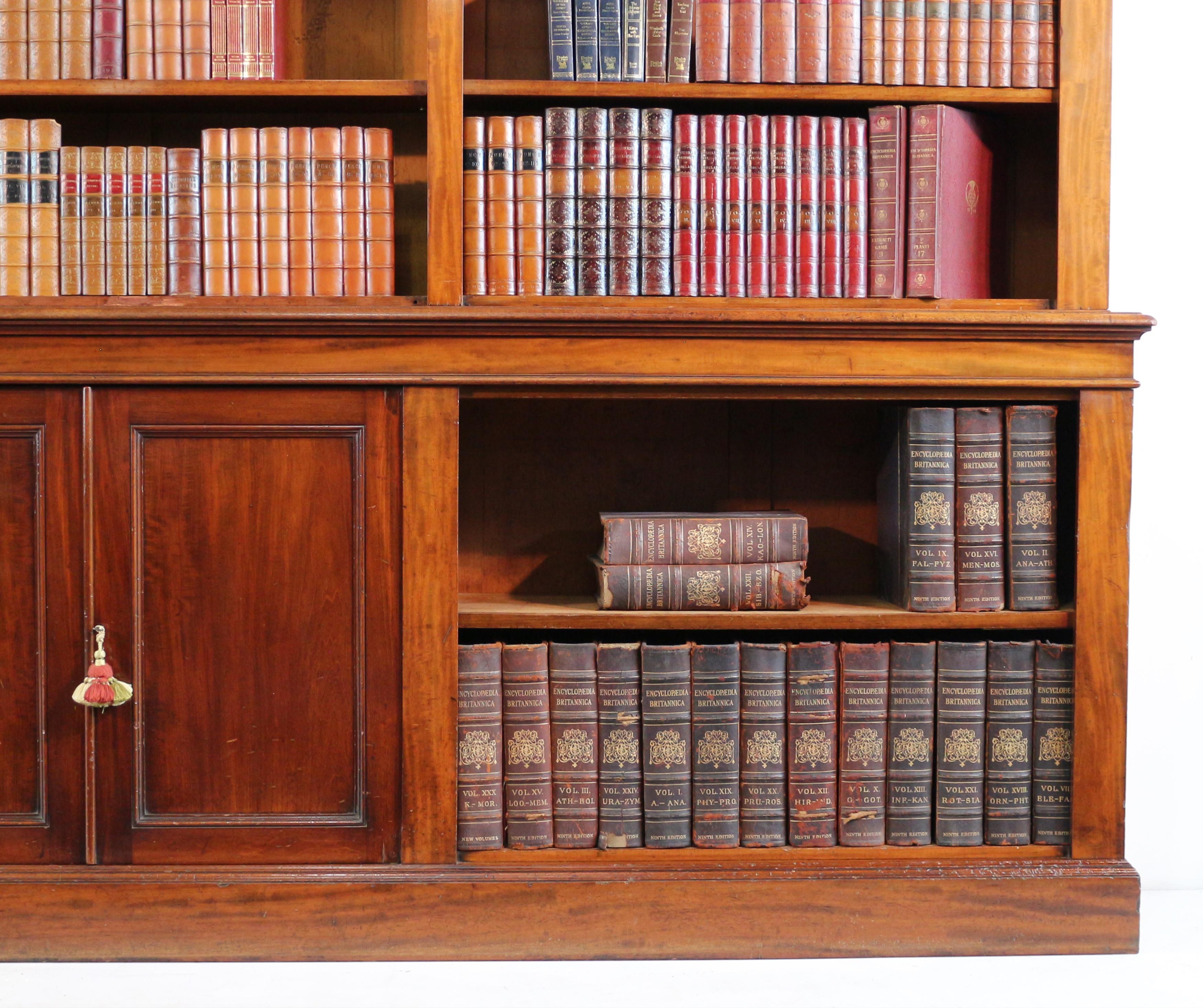 Anique 19th Century English William IV Mahogany Open Library Bookcase 1