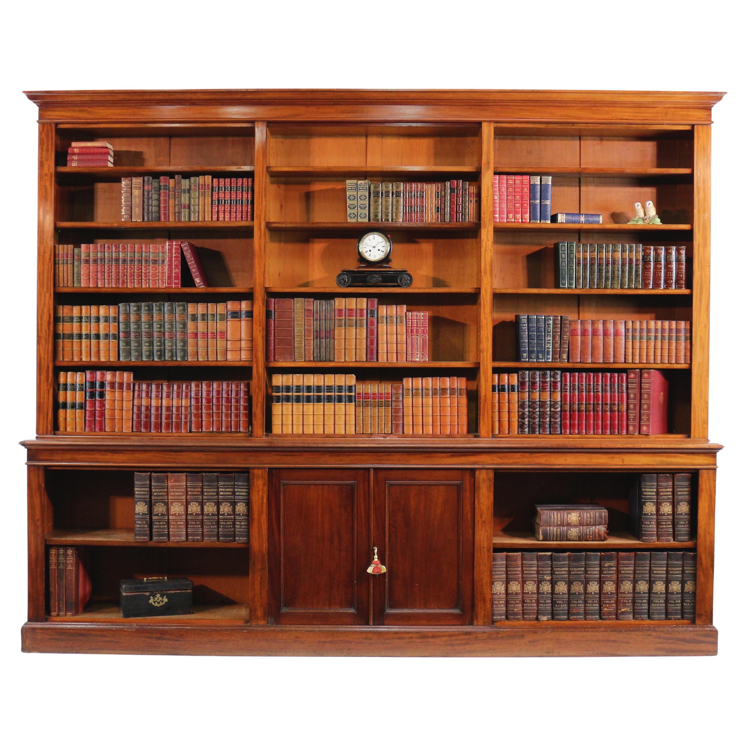 Anique 19th Century English William IV Mahogany Open Library Bookcase