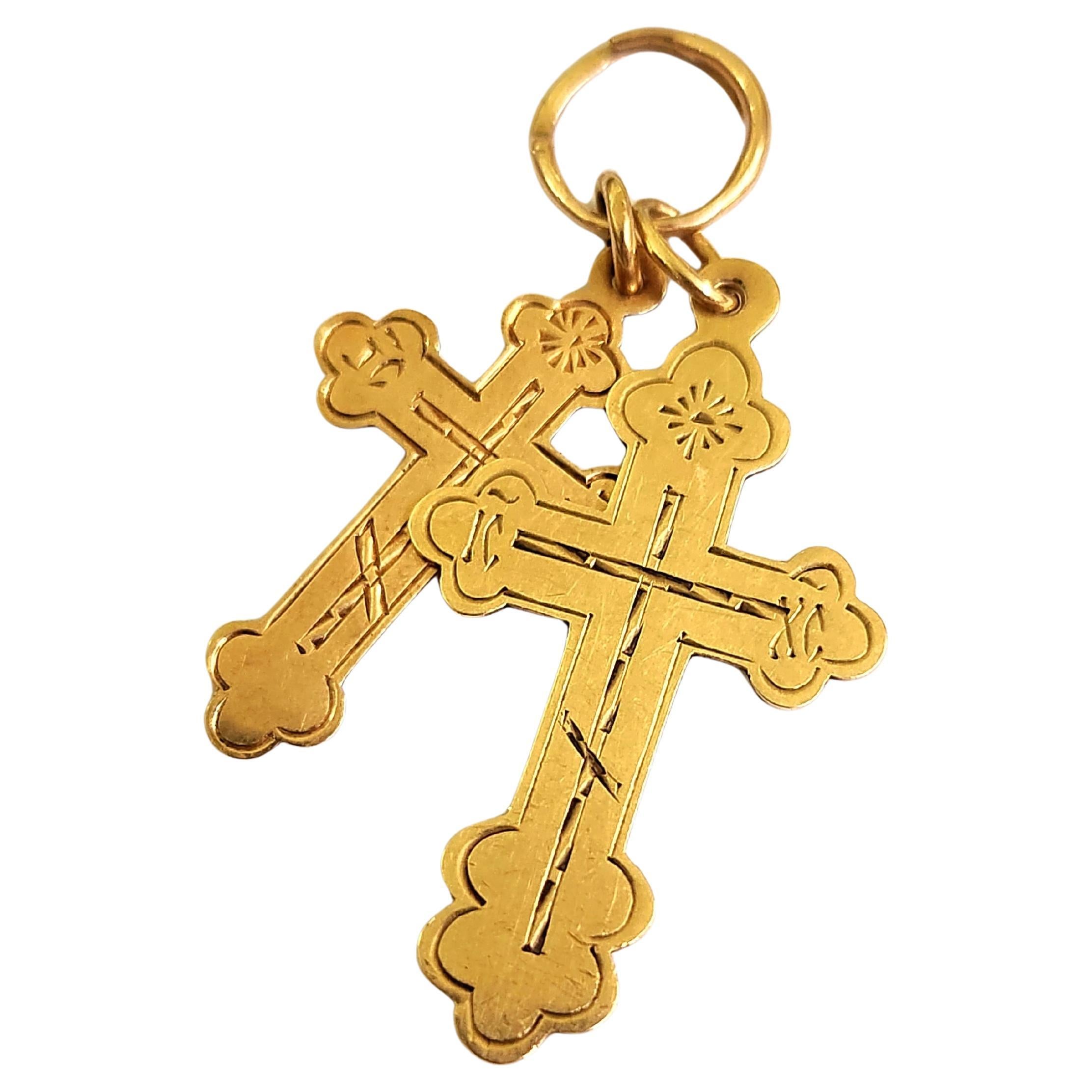 da uomo o donna Ciondolo a forma di croce in oro Anique in vendita