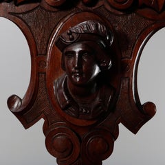 Antique Jelliffe School Hand Carved Male Portrait Architectural Pediment