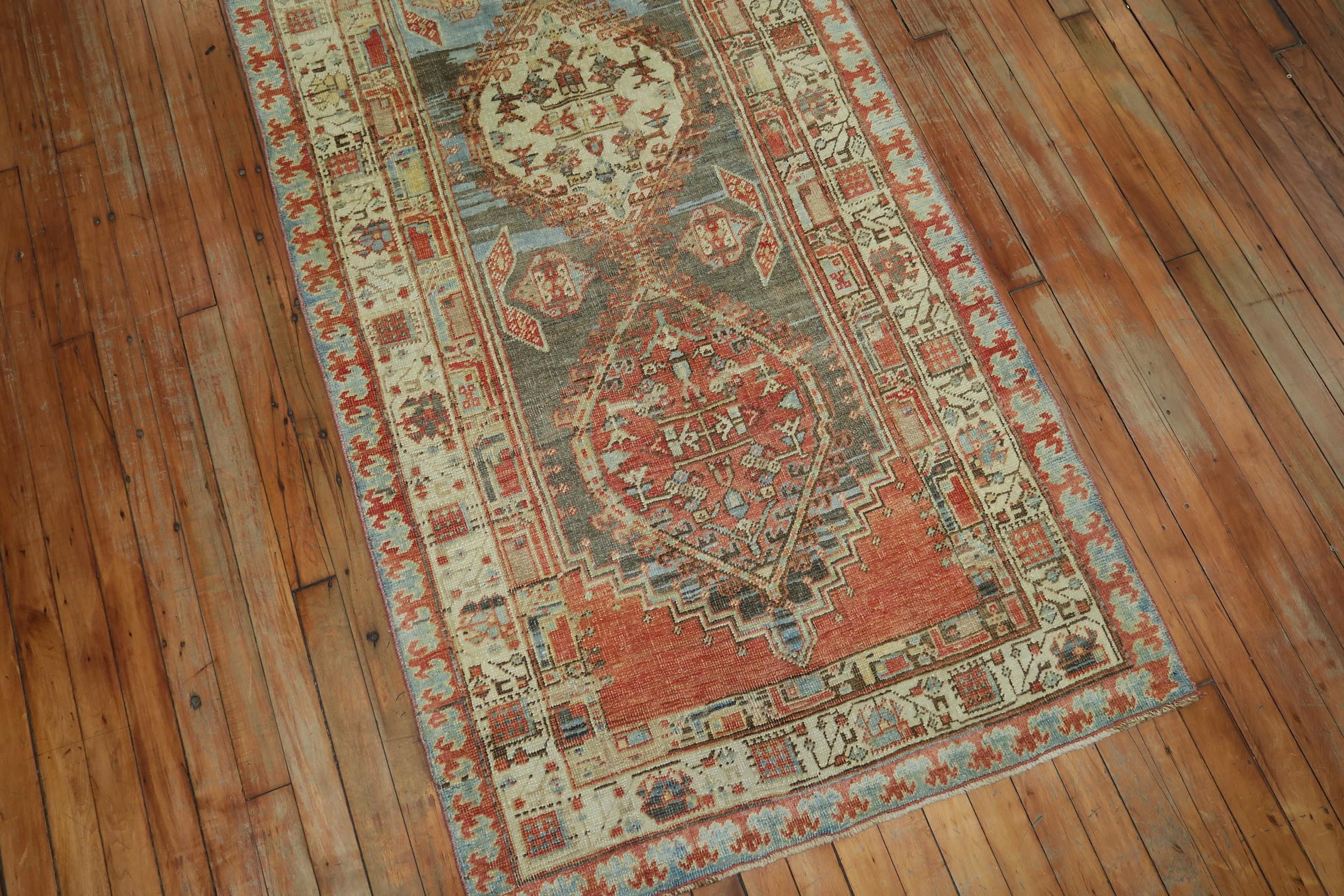 Industrial Anique Tribal Persian Serab Runner, 20th Century For Sale