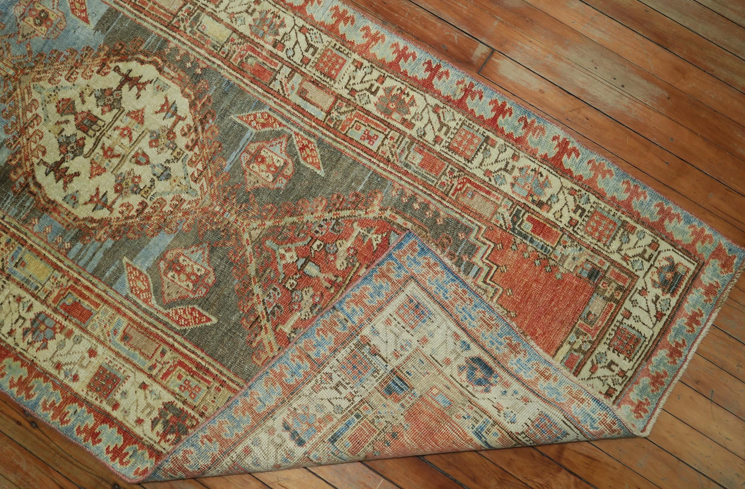 Hand-Knotted Anique Tribal Persian Serab Runner, 20th Century For Sale