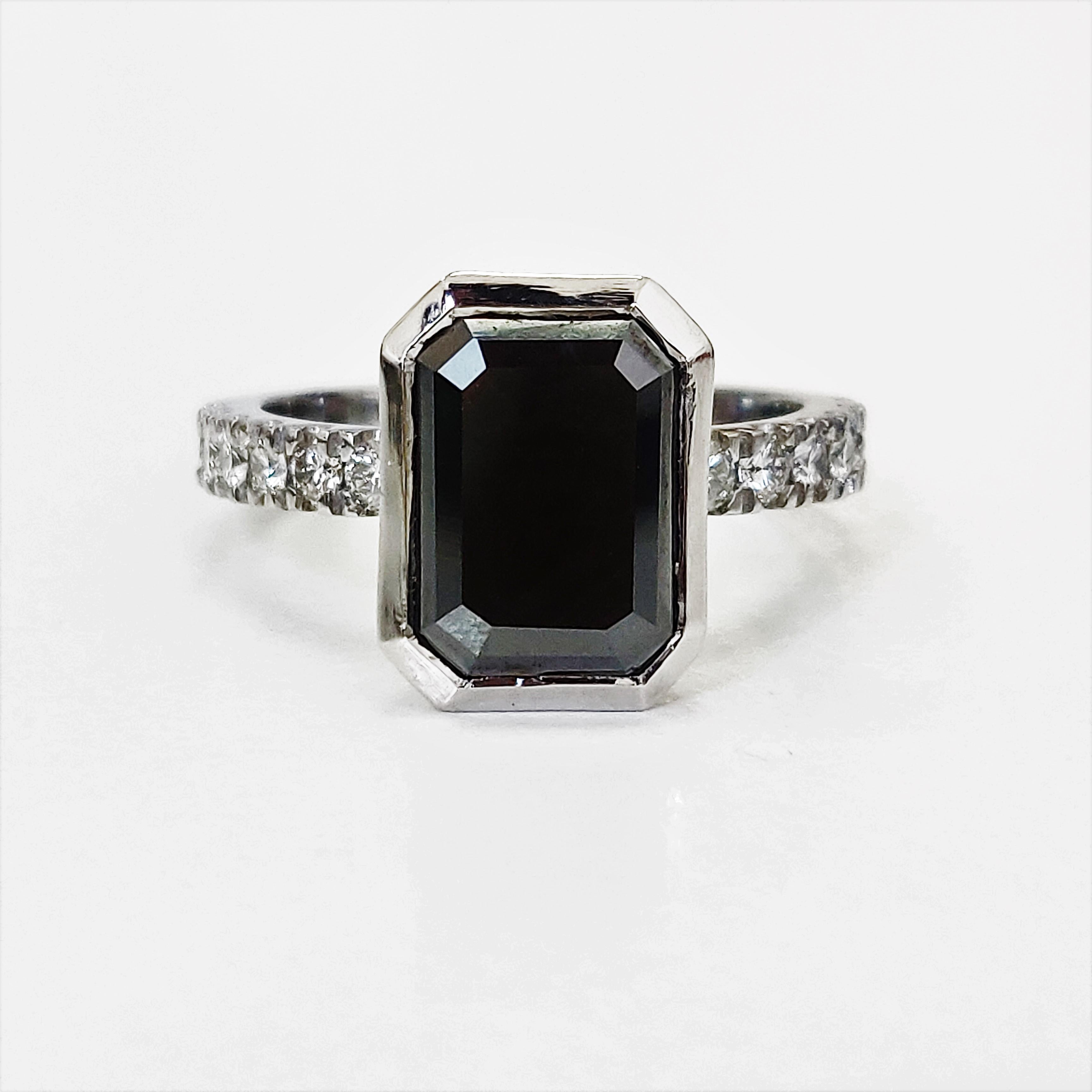 -Total Carat Weight: 3.75 Carats
-14K White Gold
-Size: Resizable

Notes:
- All diamonds are natural, earth-mined diamonds that were suitable for Color Enhancement into Fancy Black color.
- All Jewelry are made to order hence any size and gold