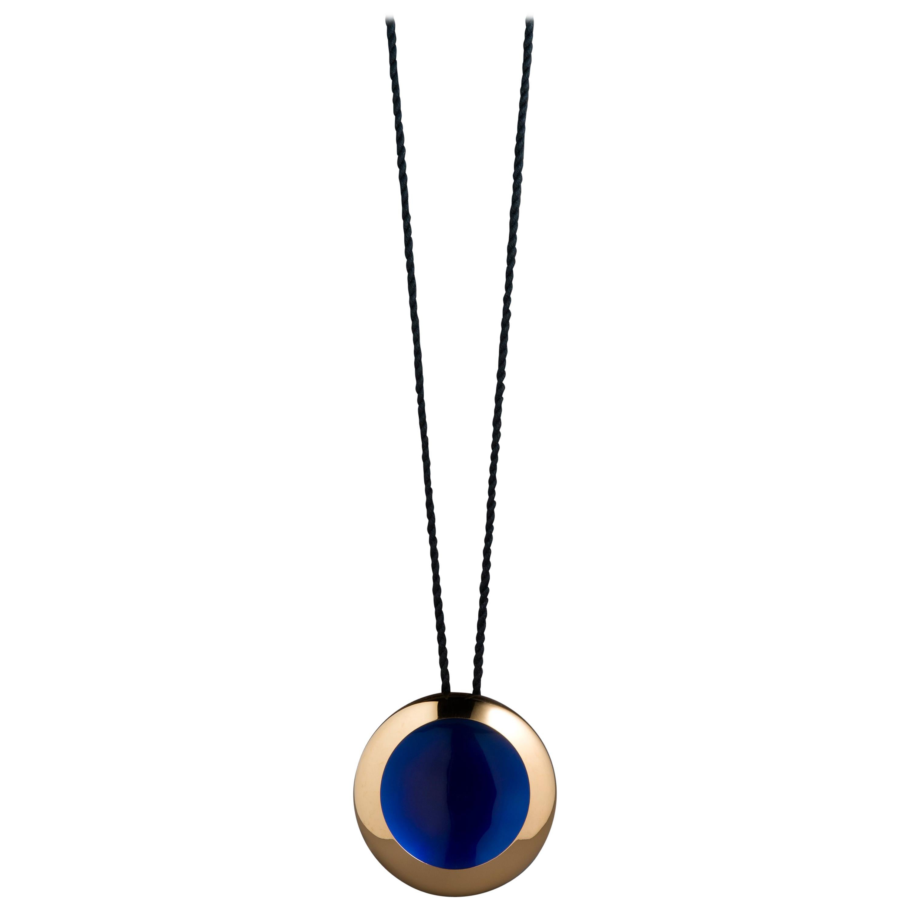 Anish Kapoor 22 Karat Gold and Blue Enamel Large Pendant, "Water Form I", 2013 For Sale