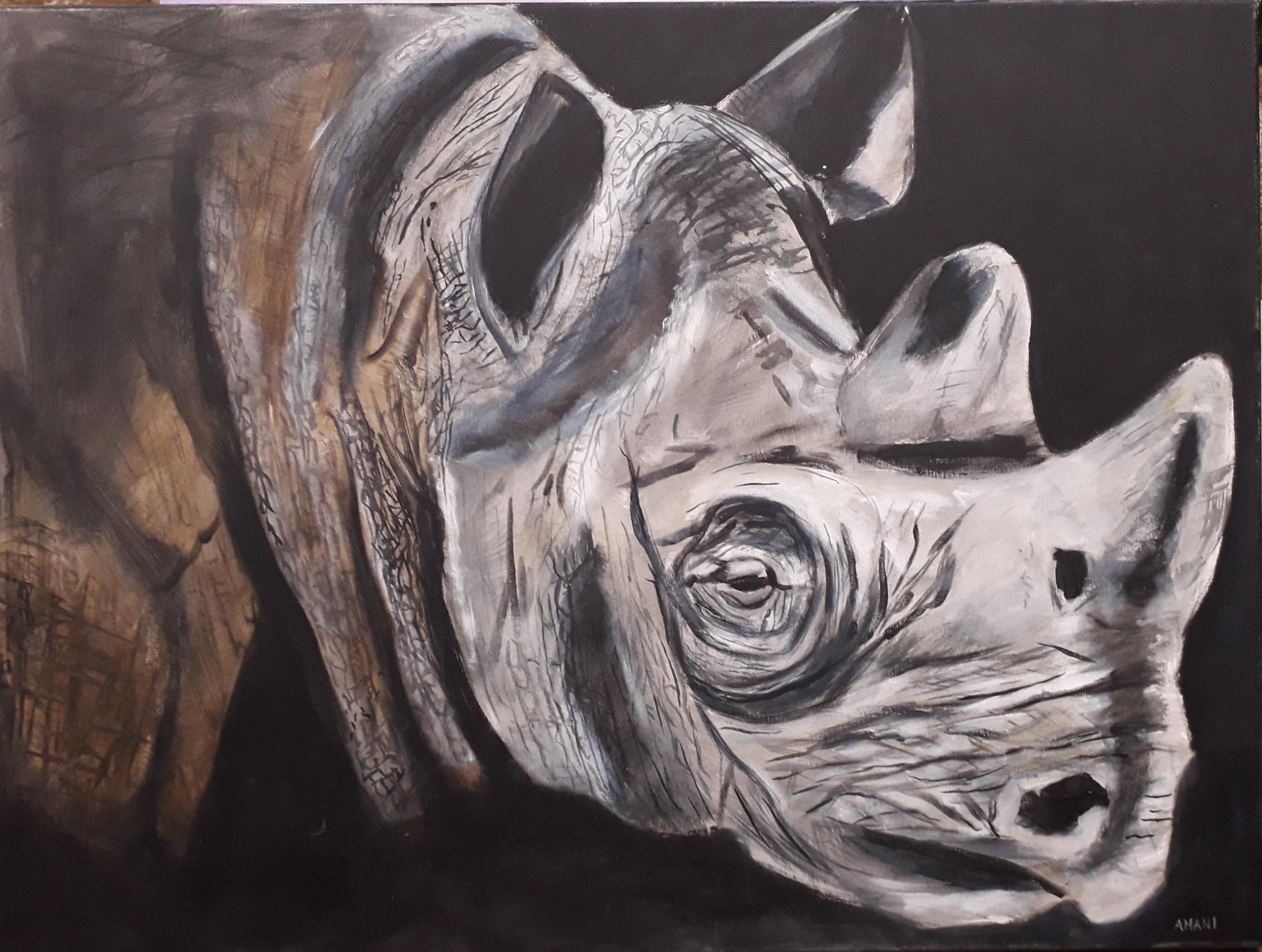 Anita Amani Dorp - "Rhino".

Amani Dorp has been fascinated by the perfection and grandness of nature since her childhood, which as the source of art is always the starting point for her inspiration.
The result is abstract, color-intensive works