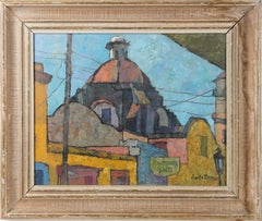 Vintage Signed American Modernist Fauvist Cityscape Original Framed Oil Painting