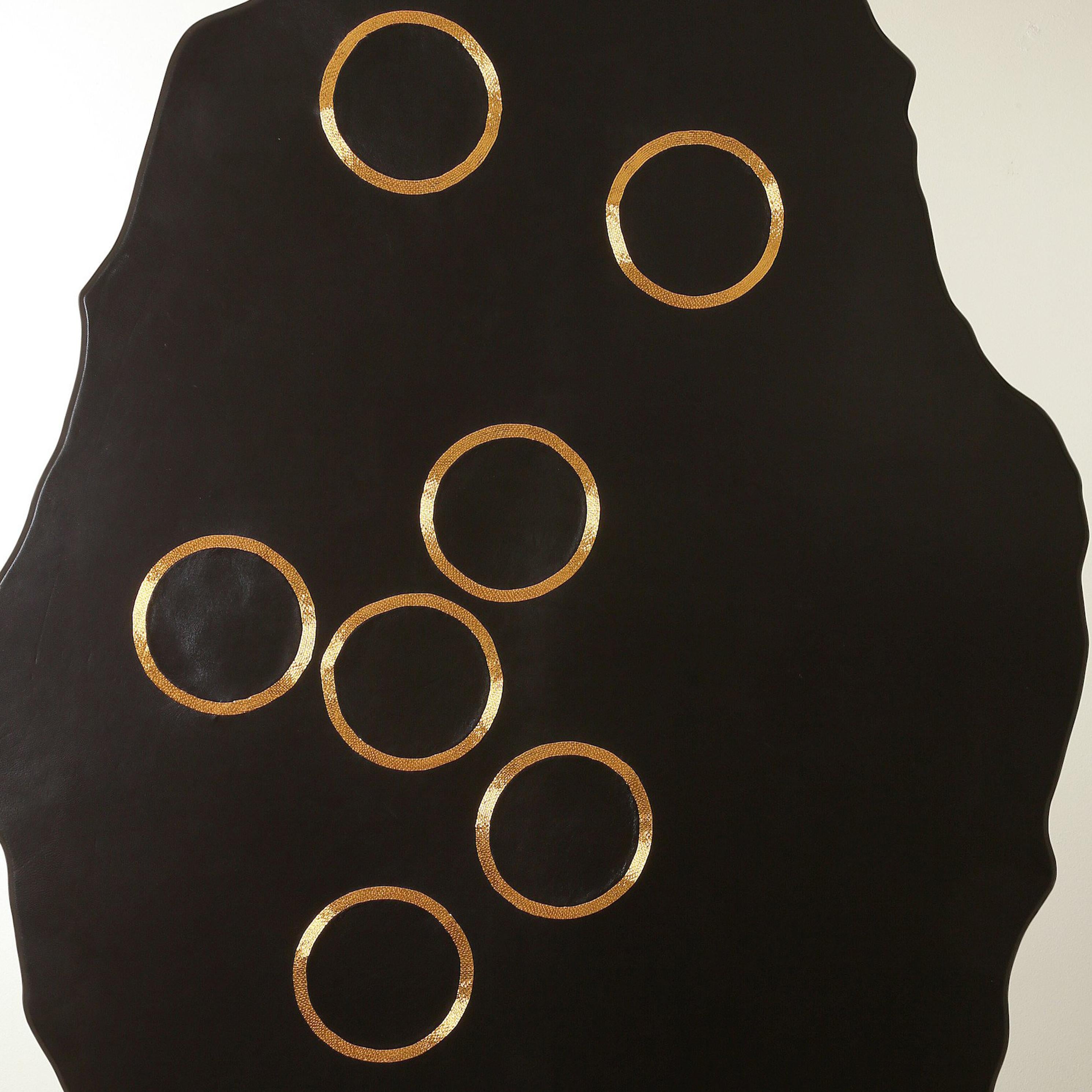 Chance of Seven - leather and gold wall mounted panel by Anita Carnell For Sale 2