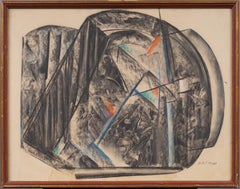 Antique American Period Cubist Abstract Signed Framed Rare Artist Oil Painting