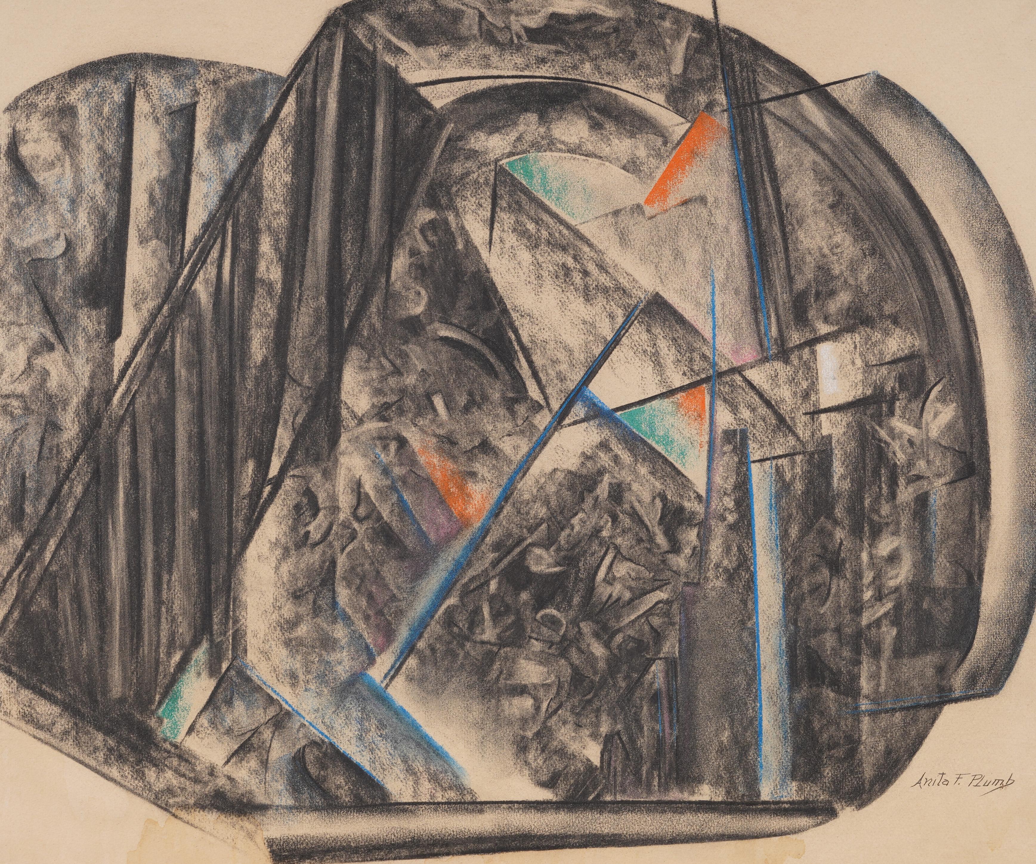 Antiguo Periodo Americano Cubista Abstracto Firmado Enmarcado Rara Pintura al Óleo de Artista en venta 1