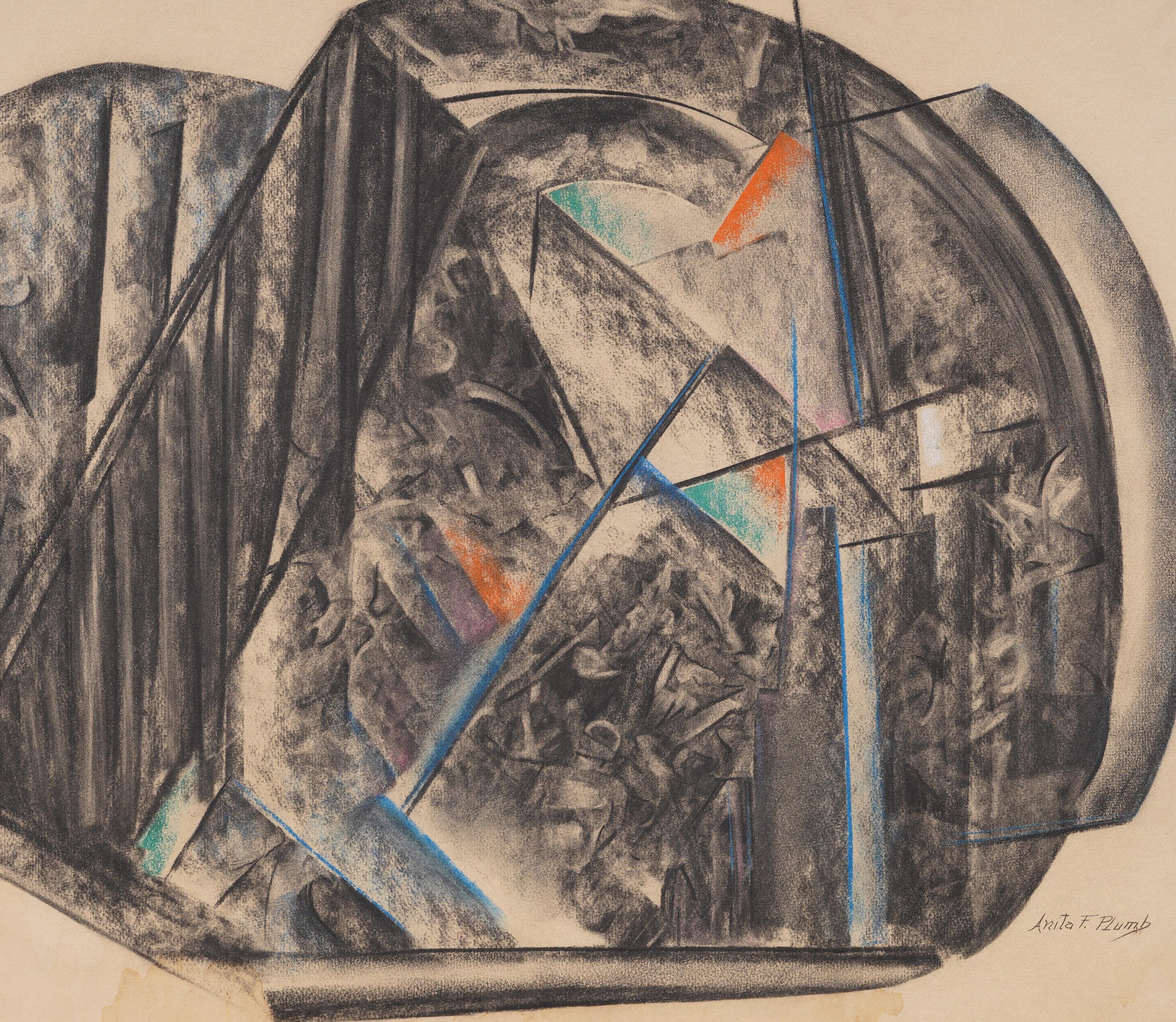 Antiguo Periodo Americano Cubista Abstracto Firmado Enmarcado Rara Pintura al Óleo de Artista en venta 2