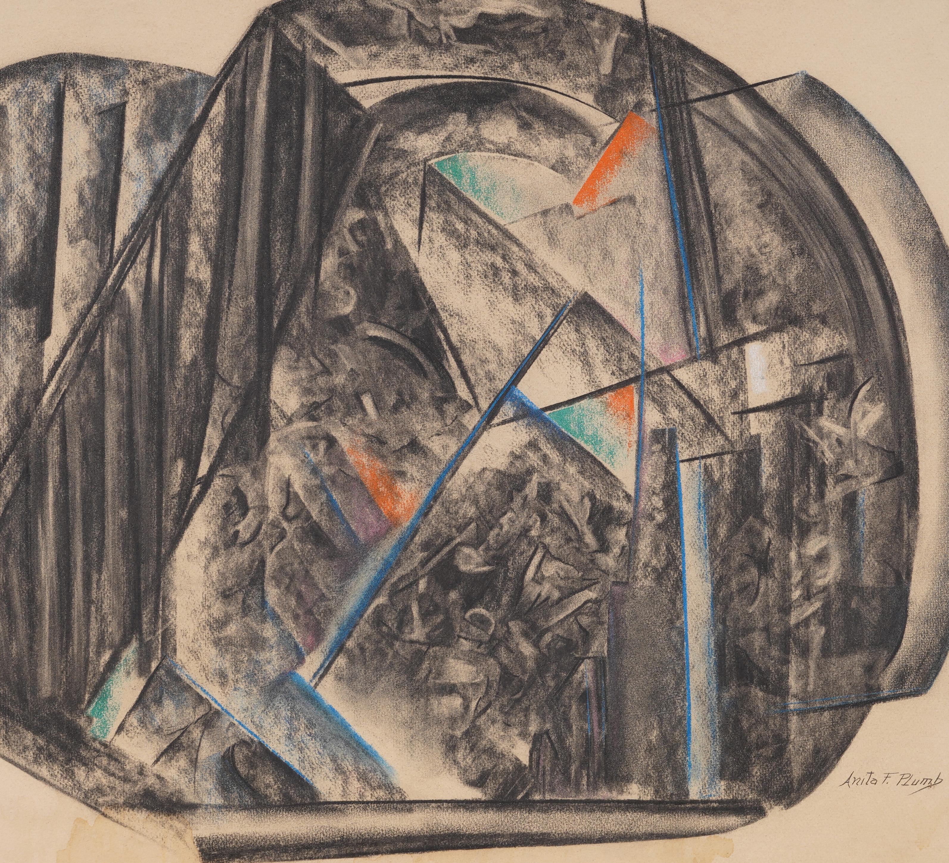 Antiguo Periodo Americano Cubista Abstracto Firmado Enmarcado Rara Pintura al Óleo de Artista en venta 3