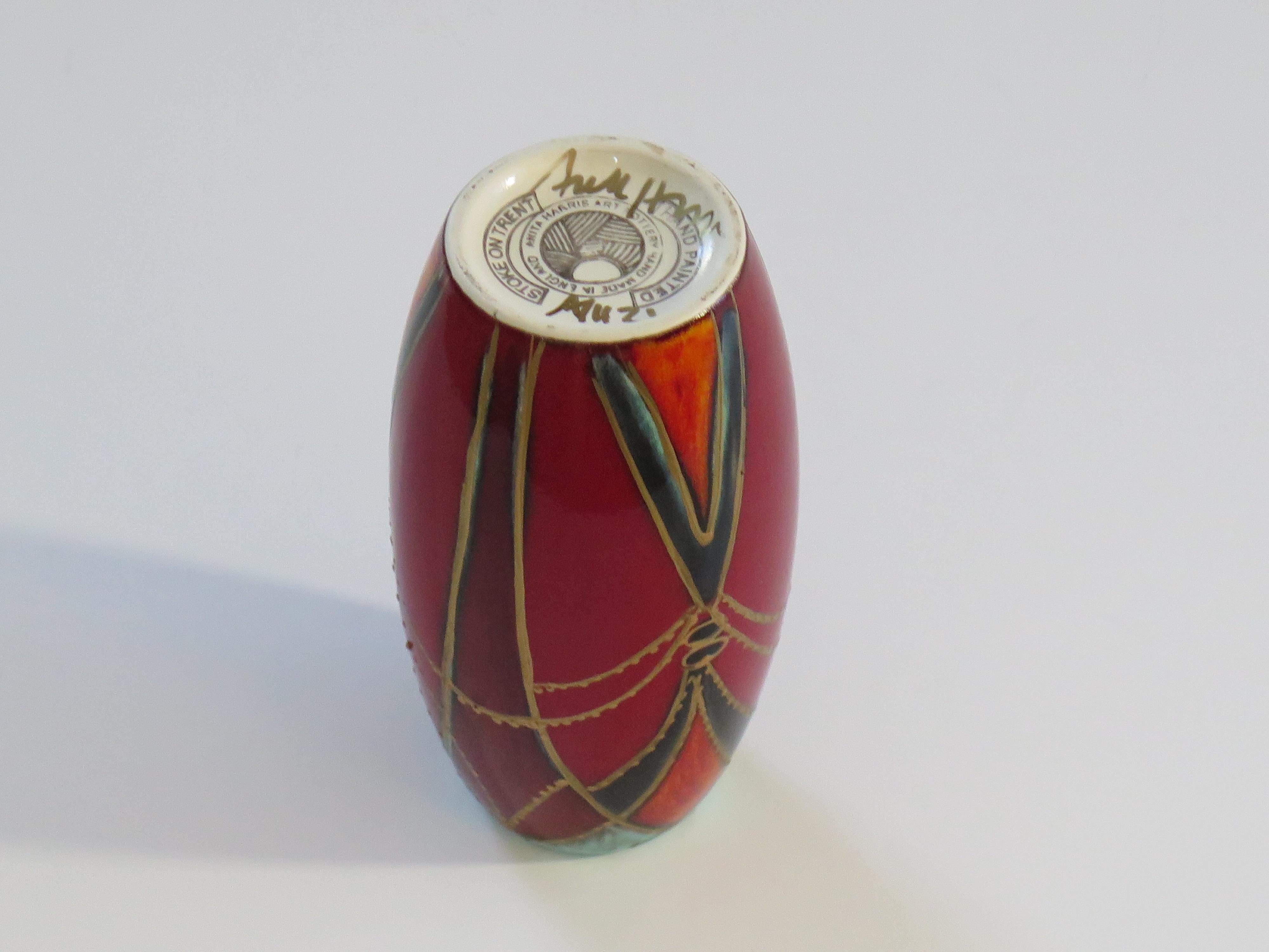 Anita Harris Vase hand made & hand painted and fully signed to the base, Ca 2010 For Sale 6
