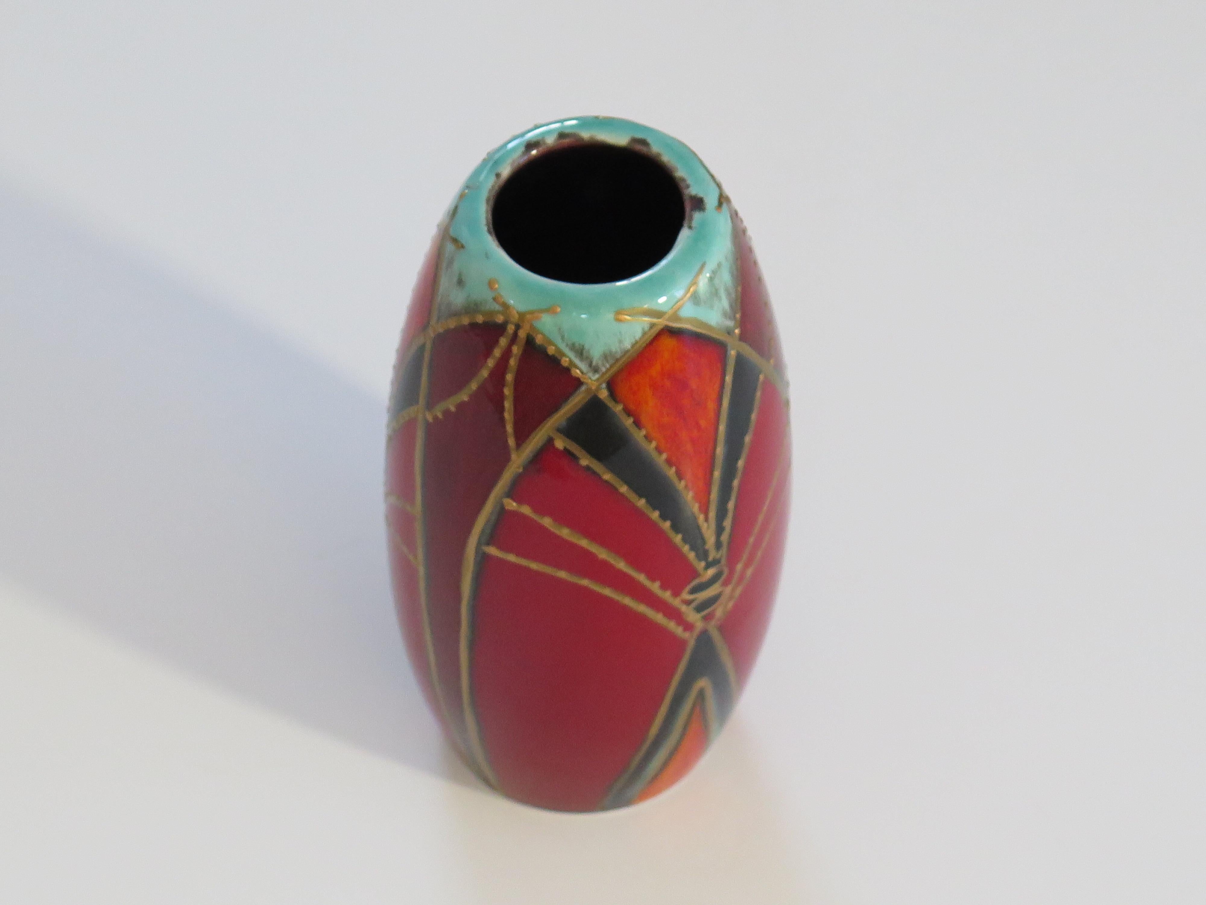 Glazed Anita Harris Vase hand made & hand painted and fully signed to the base, Ca 2010 For Sale