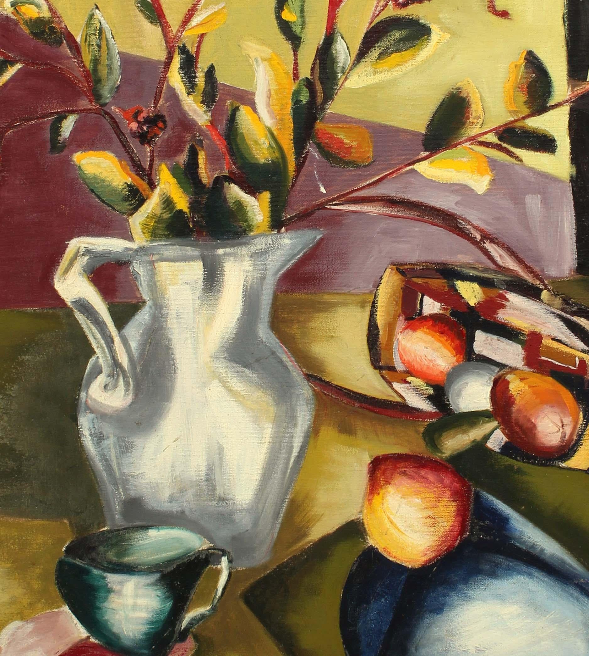 Anita Johnson
Senza titolo (Natura morta con brocca e cesto di frutta), 1950 ca.
Olio su tela
Dimensioni della cornice: 30 pollici. H. H. × 27