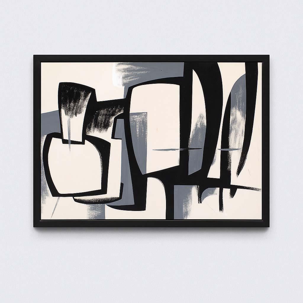 Pintura al óleo americana moderna de mediados de siglo Abstracta Artista femenina en blanco y negro - Painting de Anita Johnson