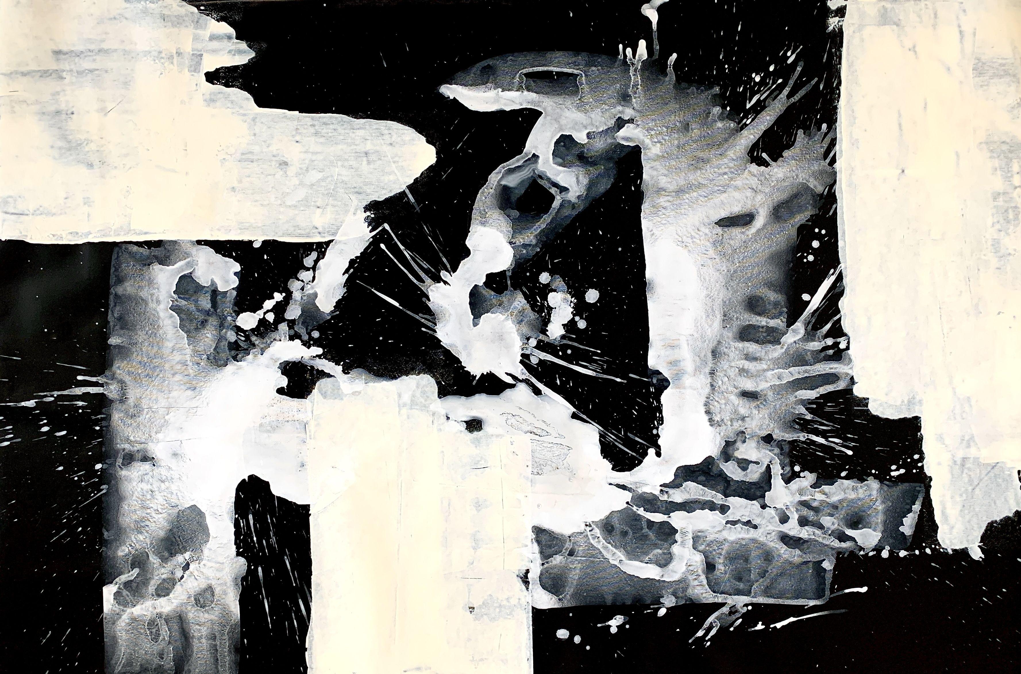 Abstrakt in Schwarz-Weiß Nr. 0224, Gemälde, Acryl auf Leinwand