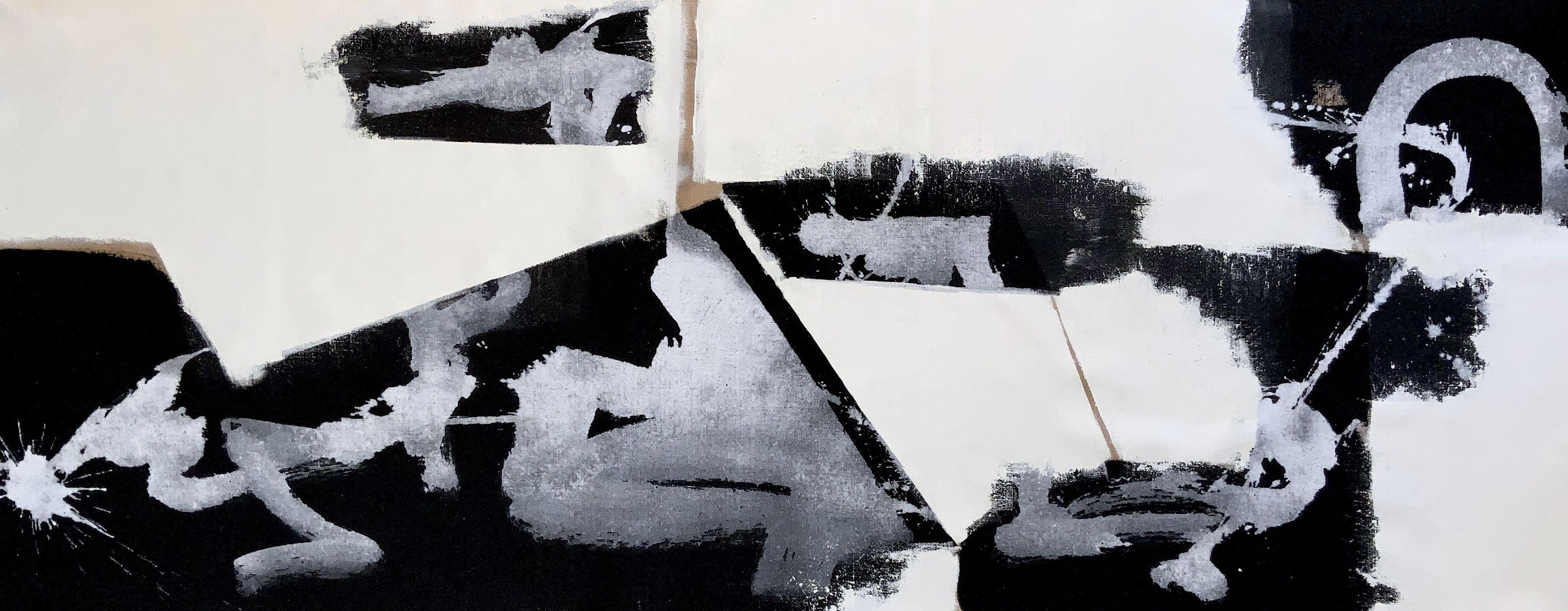 Abstract Painting di Anita Kaufmann - Astratto n. 122 nero e avorio, Pittura, Acrilico su tela