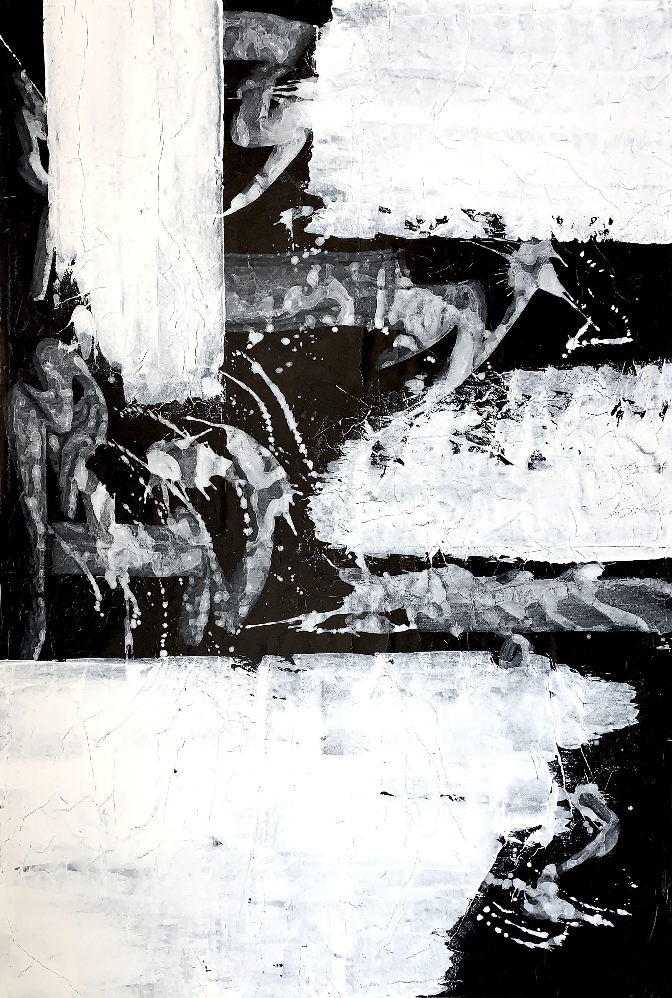 Abstrakte Nr. 1324 Schwarz-Weiß-Gemälde, Gemälde, Acryl auf Leinwand