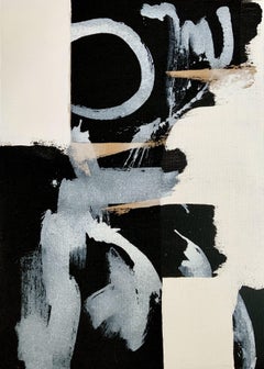 Abstrakte Nr. 2622 XL Schwarz-Weiß-Gemälde, Gemälde, Acryl auf Leinwand