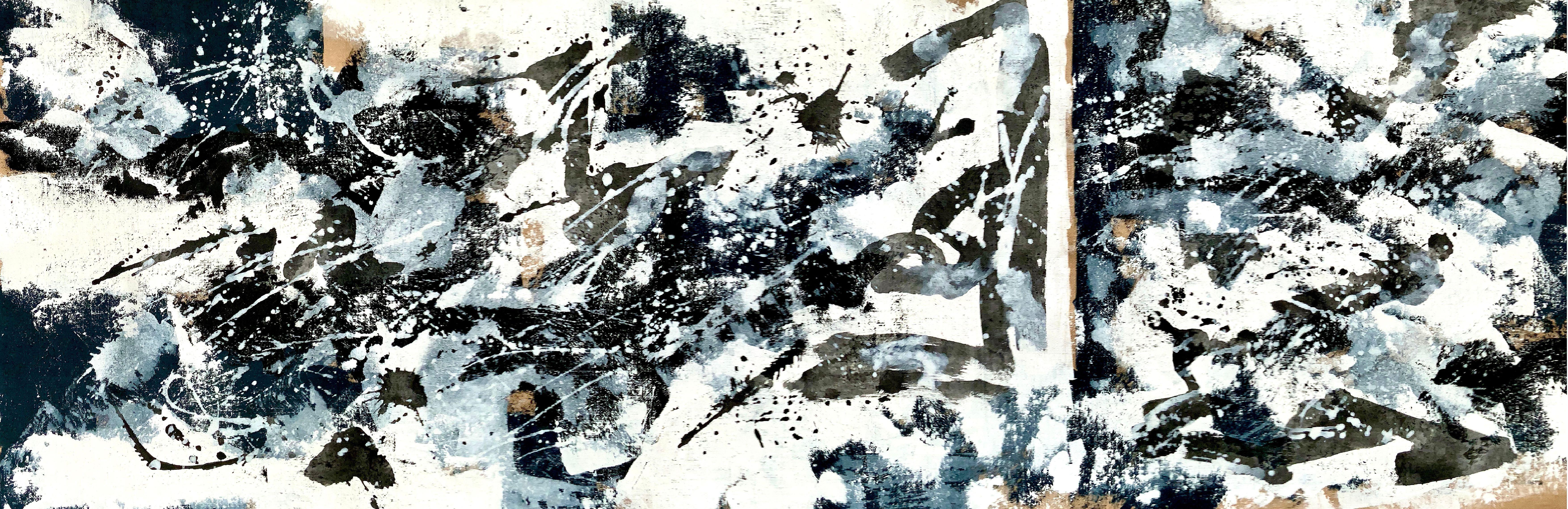 Anita Kaufmann Abstract Painting - Abstract no. 421 black and white, Painting, Acrylic on Canvas