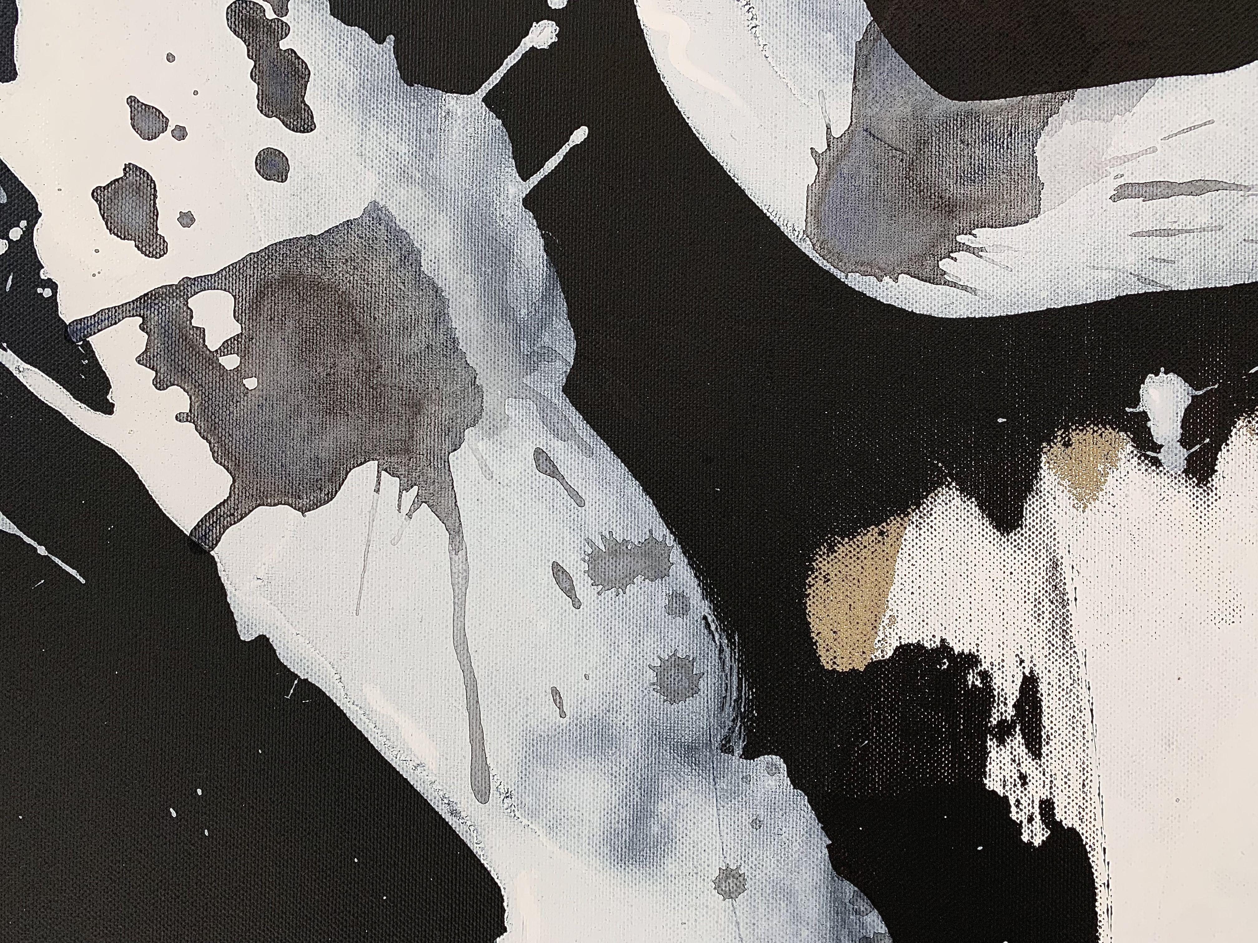 Abstrakte Nr. 4622 Schwarz-Weiß-Gemälde, Gemälde, Acryl auf Leinwand im Angebot 1