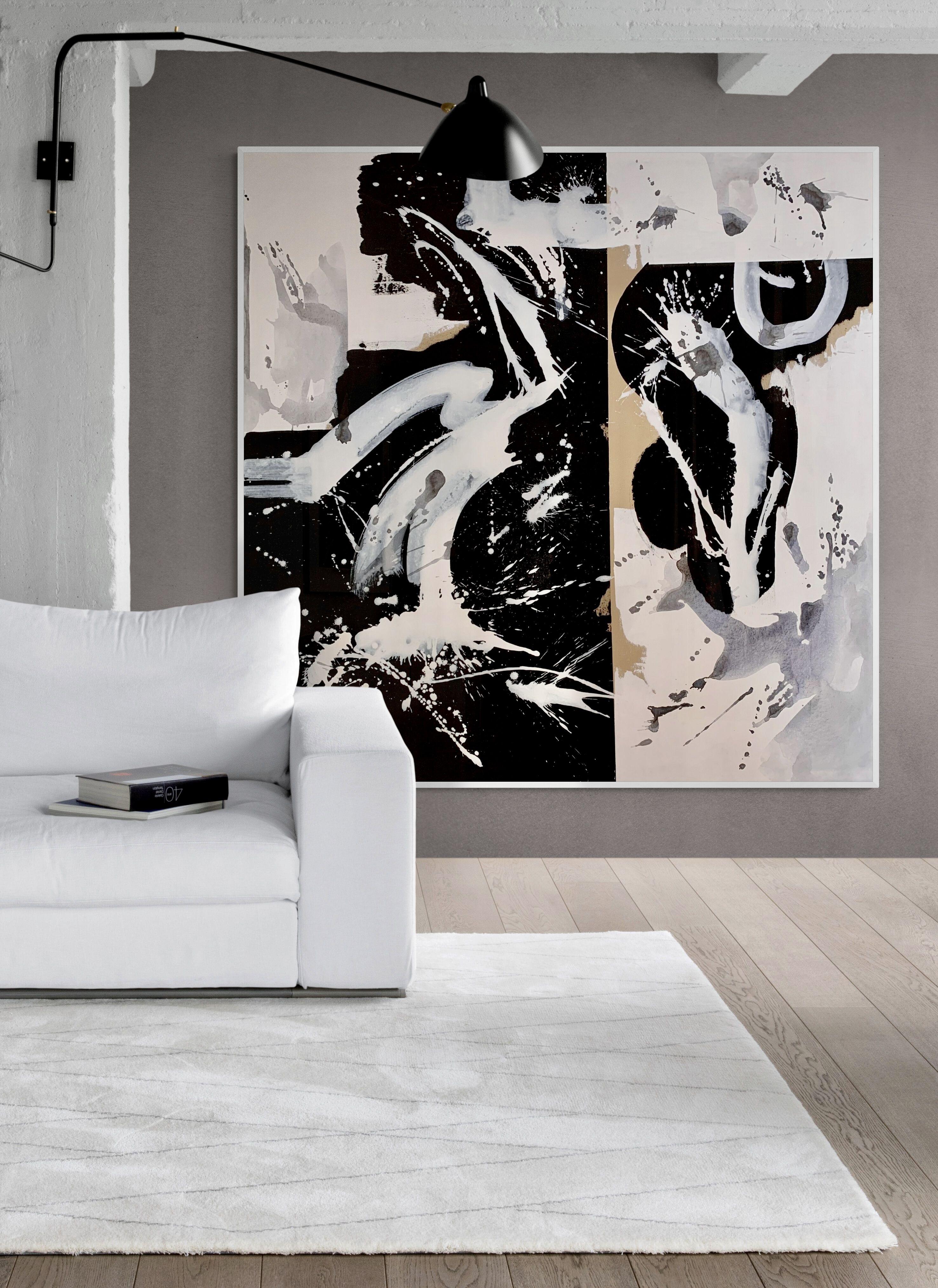 Abstrakte Nr. 4622 Schwarz-Weiß-Gemälde, Gemälde, Acryl auf Leinwand im Angebot 2
