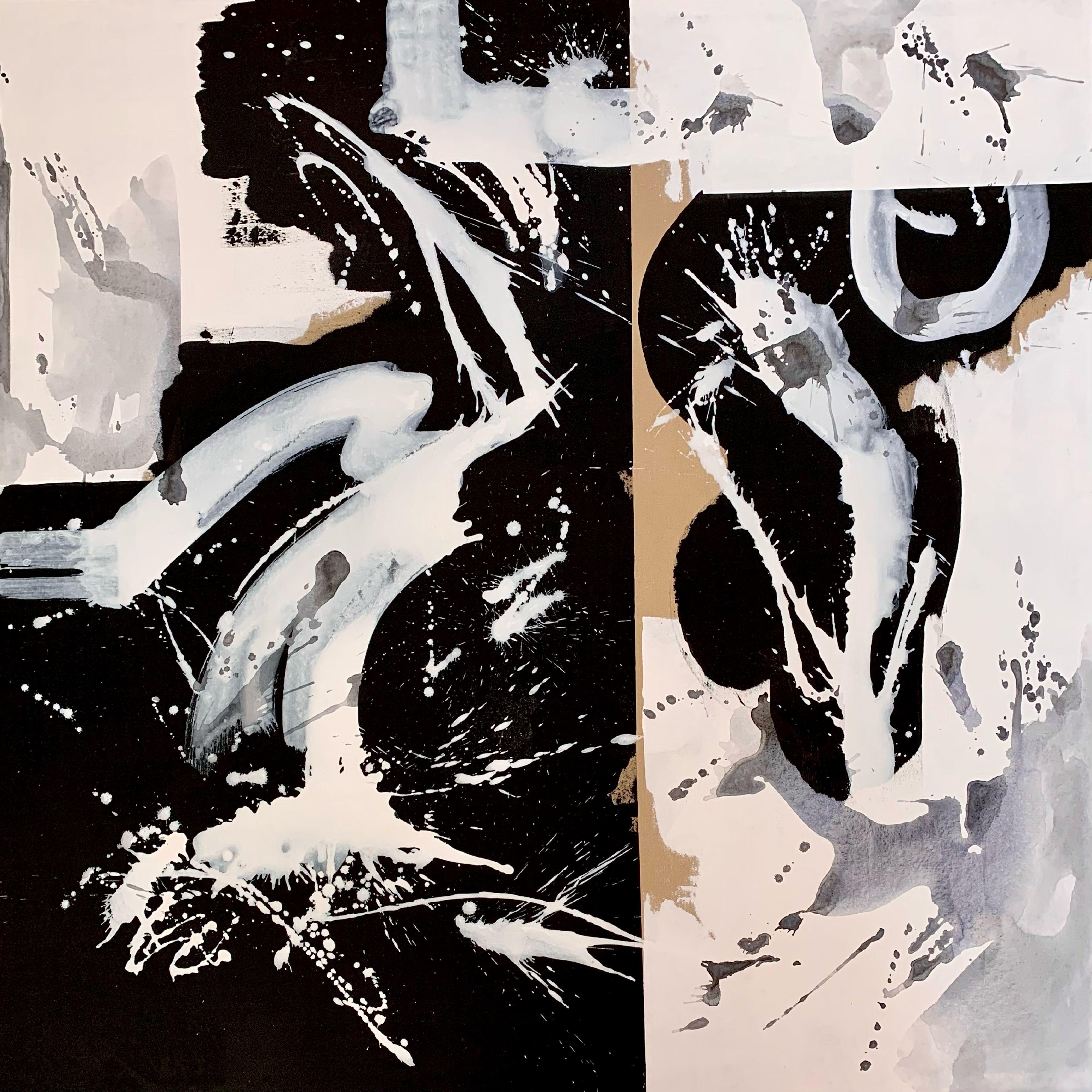 Abstrakte Nr. 4622 Schwarz-Weiß-Gemälde, Gemälde, Acryl auf Leinwand