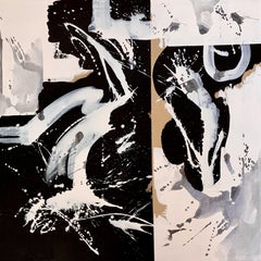 Abstract no. 4622 black and white, Painting, Acrylic on Canvas