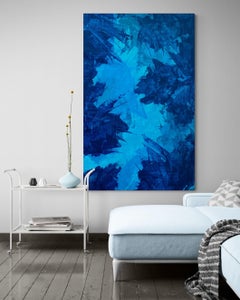 Beyond the sea. 1225 blue abstract, Painting, Acrylic on Canvas