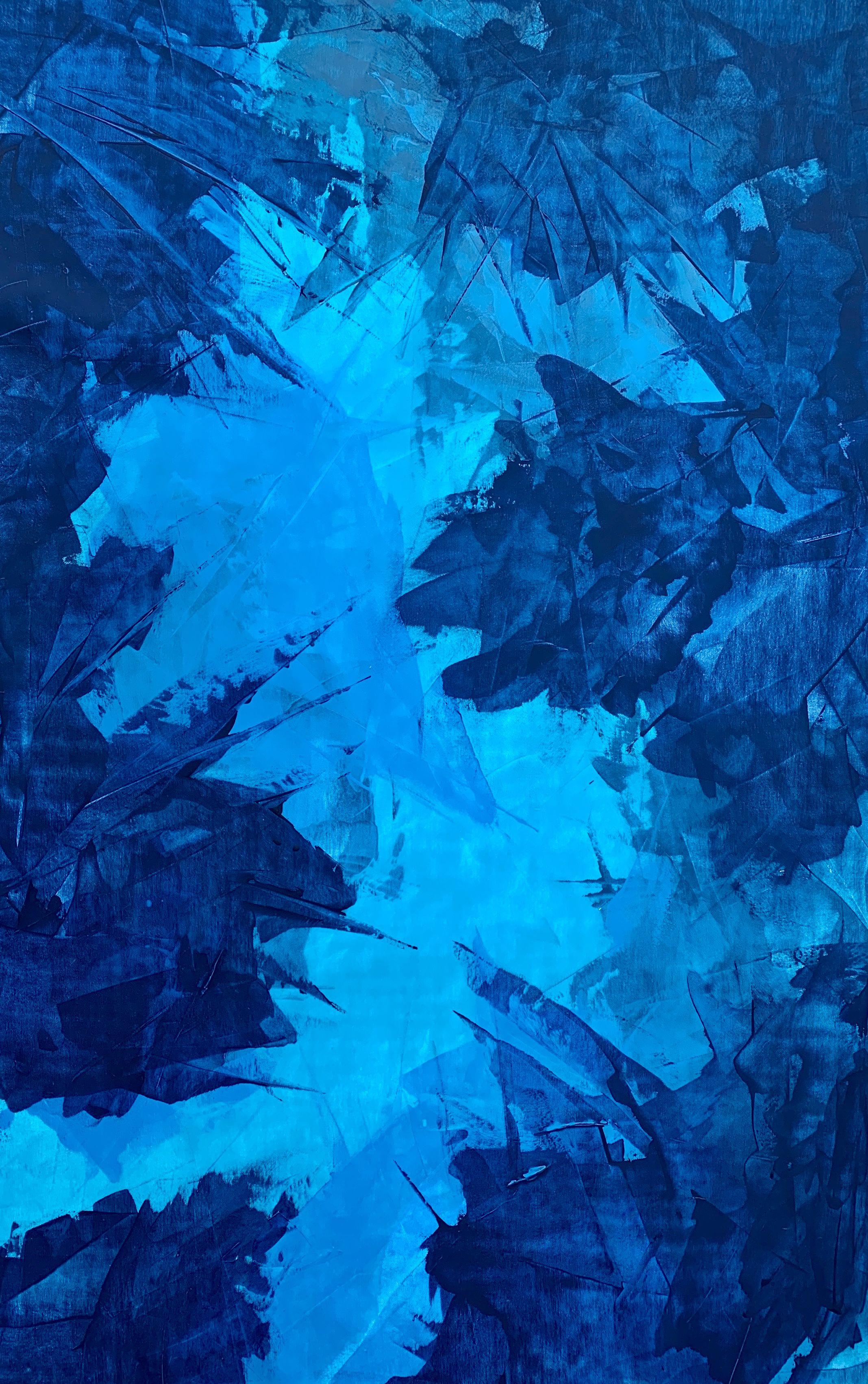 Beyond the sea. 1225 blue abstract, Painting, Acrylic on Canvas