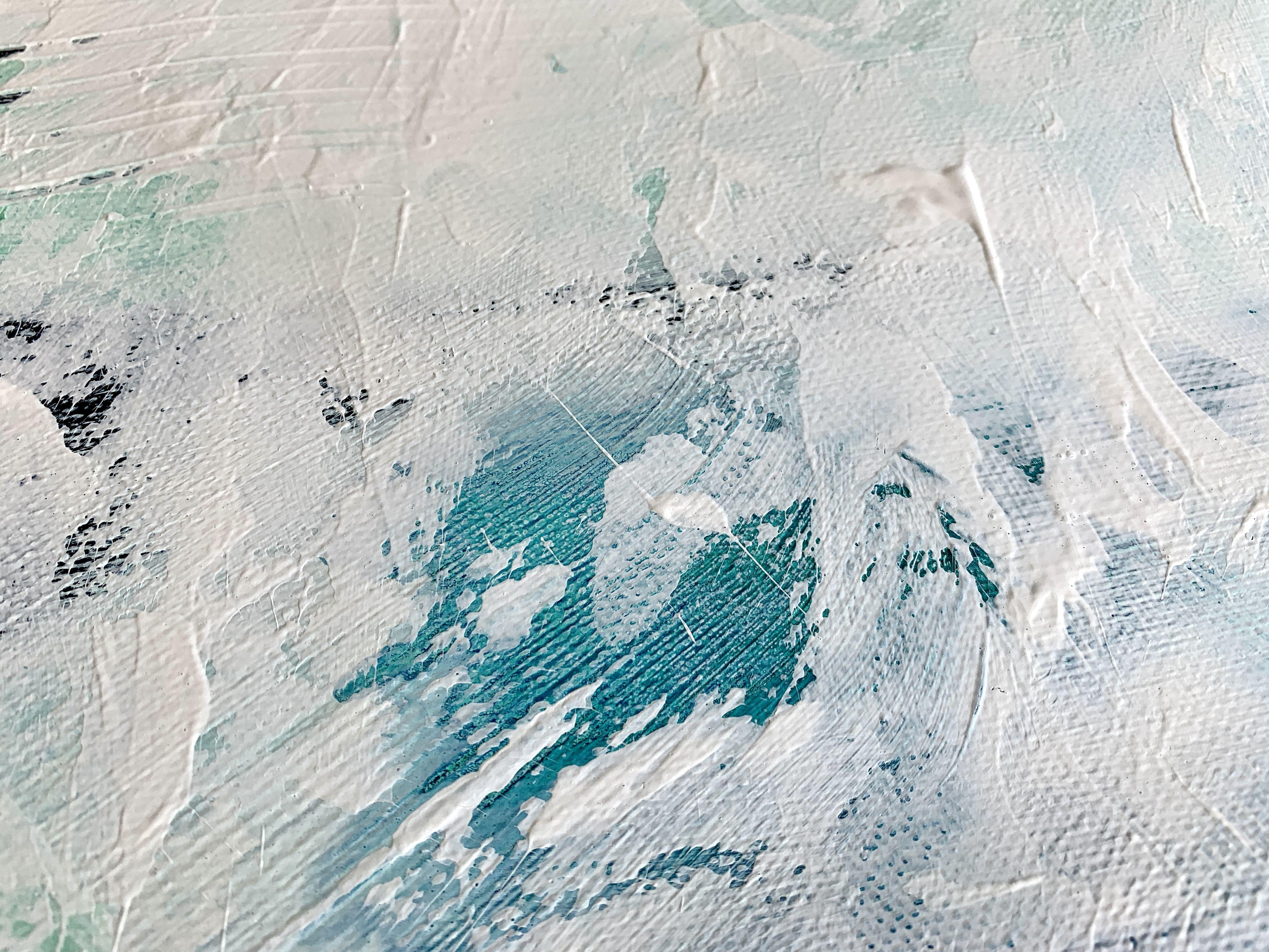 Beyond the sea in green No. 2523, Painting, Acrylic on Canvas - Gray Abstract Painting by Anita Kaufmann