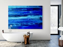 Beyond the sea no. 1224 large blue abstract, Painting, Acrylic on Canvas