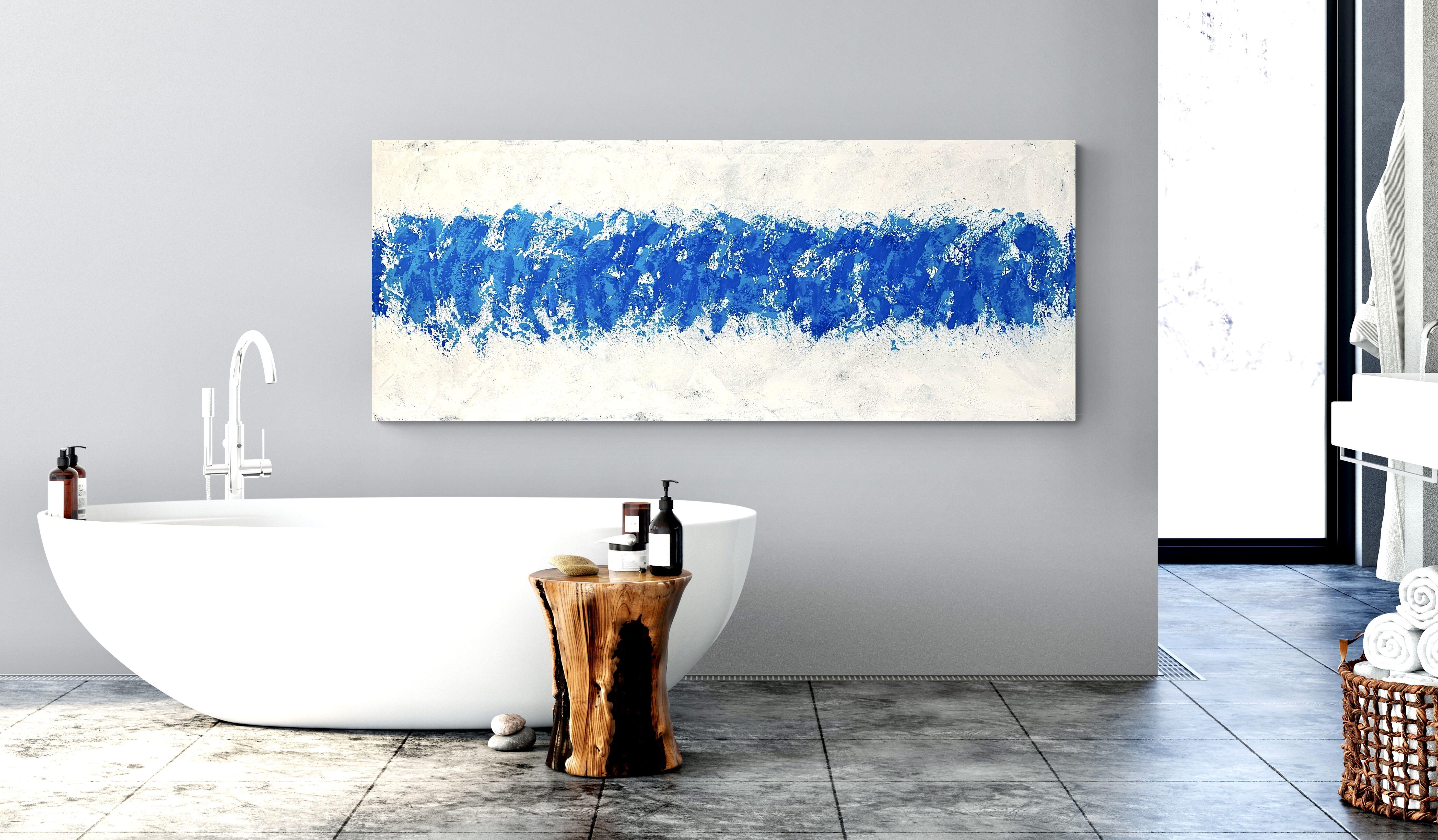 Beyond the sea no. 1423 blue and white, Painting, Acrylic on Canvas For Sale 2